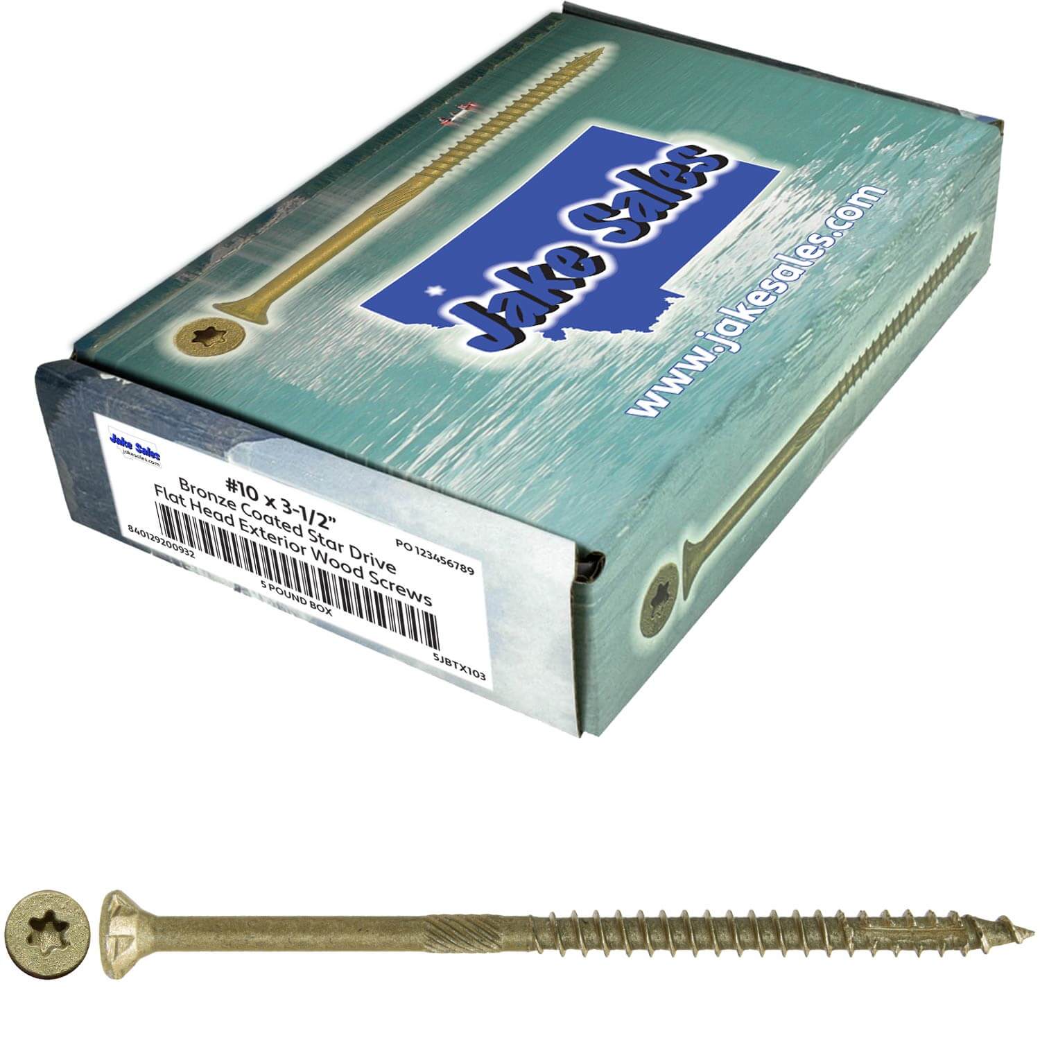 #10 x 2" - 6" Bronze Exterior Coated Wood Screw Torx/Star Drive Head - Multipurpose Exterior Coated Torx/Star Drive Wood Screws - Image 107