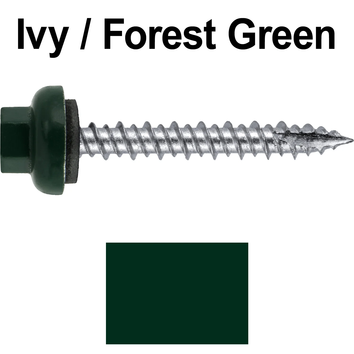 10 X 1-1/2" HI-LO Zinc Aluminum Cap Metal Roofing Screws - Hex Washer Head - Self starting/self tapping - EPDM washer. Colored head. - Image 98