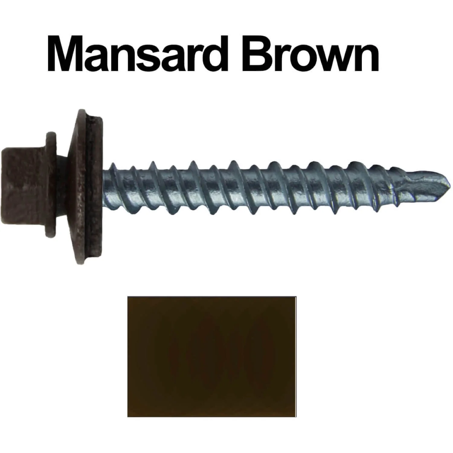 #10 x 1-1/2" Mini Driller Sheet Metal Roofing Screw - Hex Washer Head -  Self starting metal to wood siding screws. EPDM washer. Colored head. - Image 106