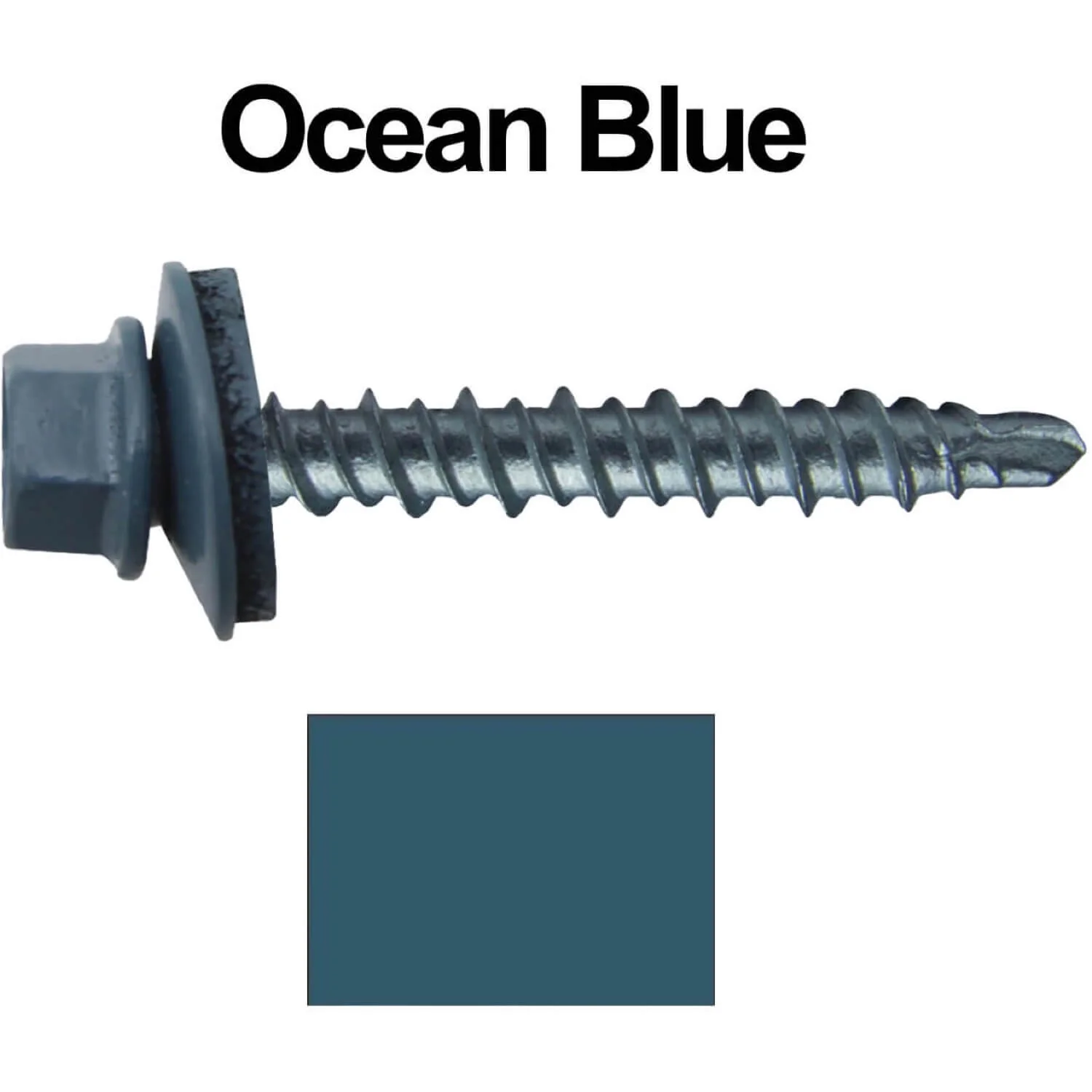 #10 x 1-1/2" Mini Driller Sheet Metal Roofing Screw - Hex Washer Head -  Self starting metal to wood siding screws. EPDM washer. Colored head. - Image 108