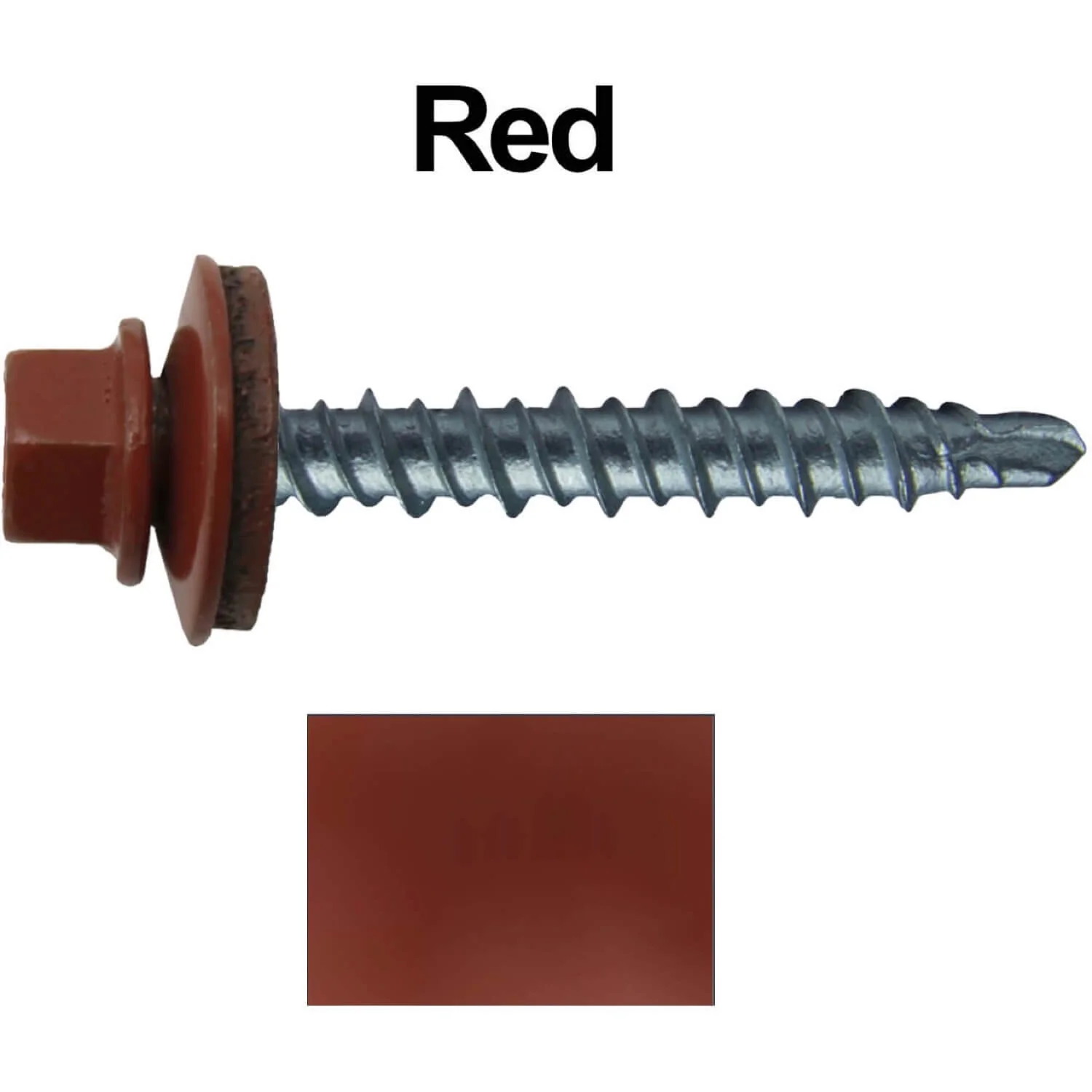 #10 x 1-1/2" Mini Driller Sheet Metal Roofing Screw - Hex Washer Head -  Self starting metal to wood siding screws. EPDM washer. Colored head. - Image 115