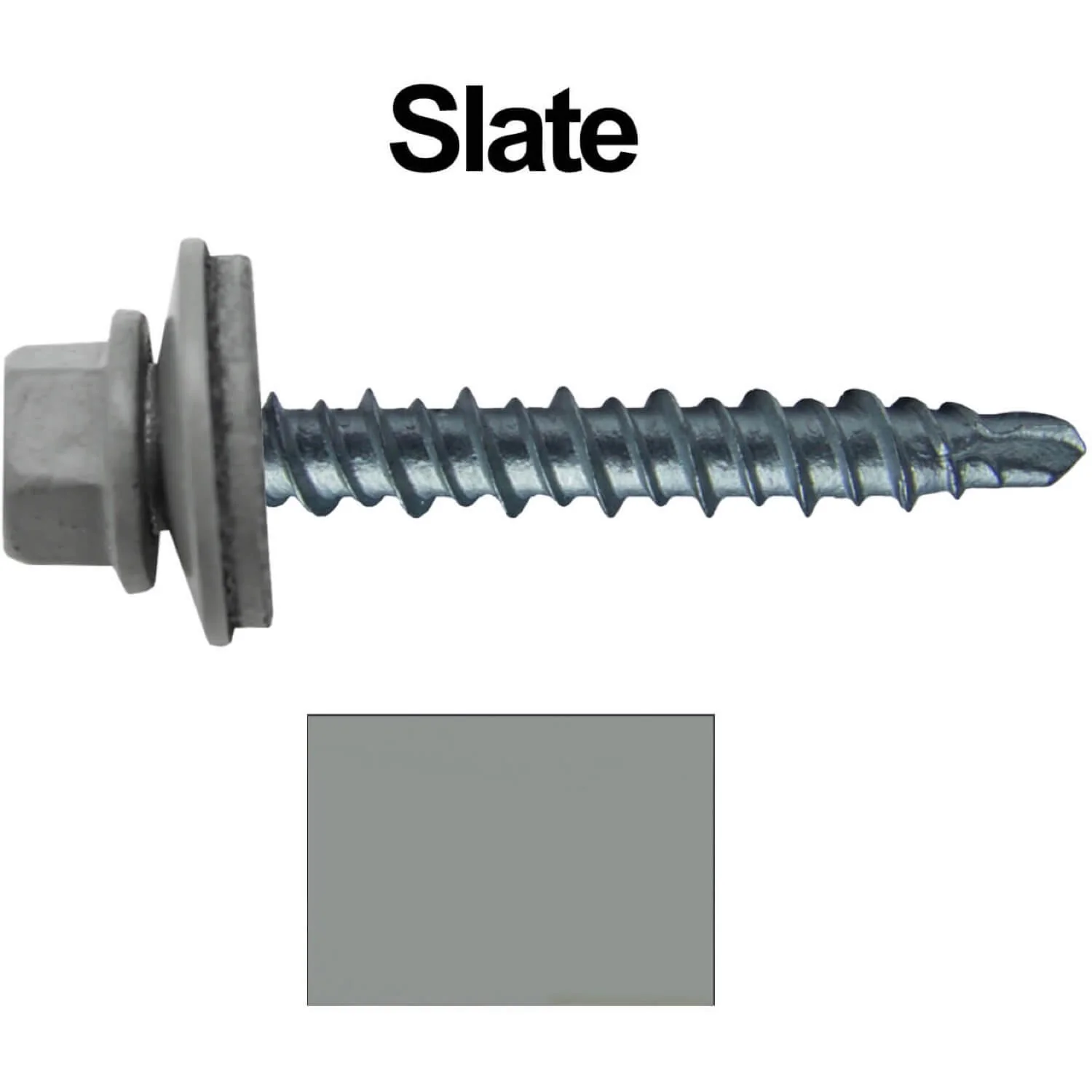 #10 x 1-1/2" Mini Driller Sheet Metal Roofing Screw - Hex Washer Head -  Self starting metal to wood siding screws. EPDM washer. Colored head. - Image 117