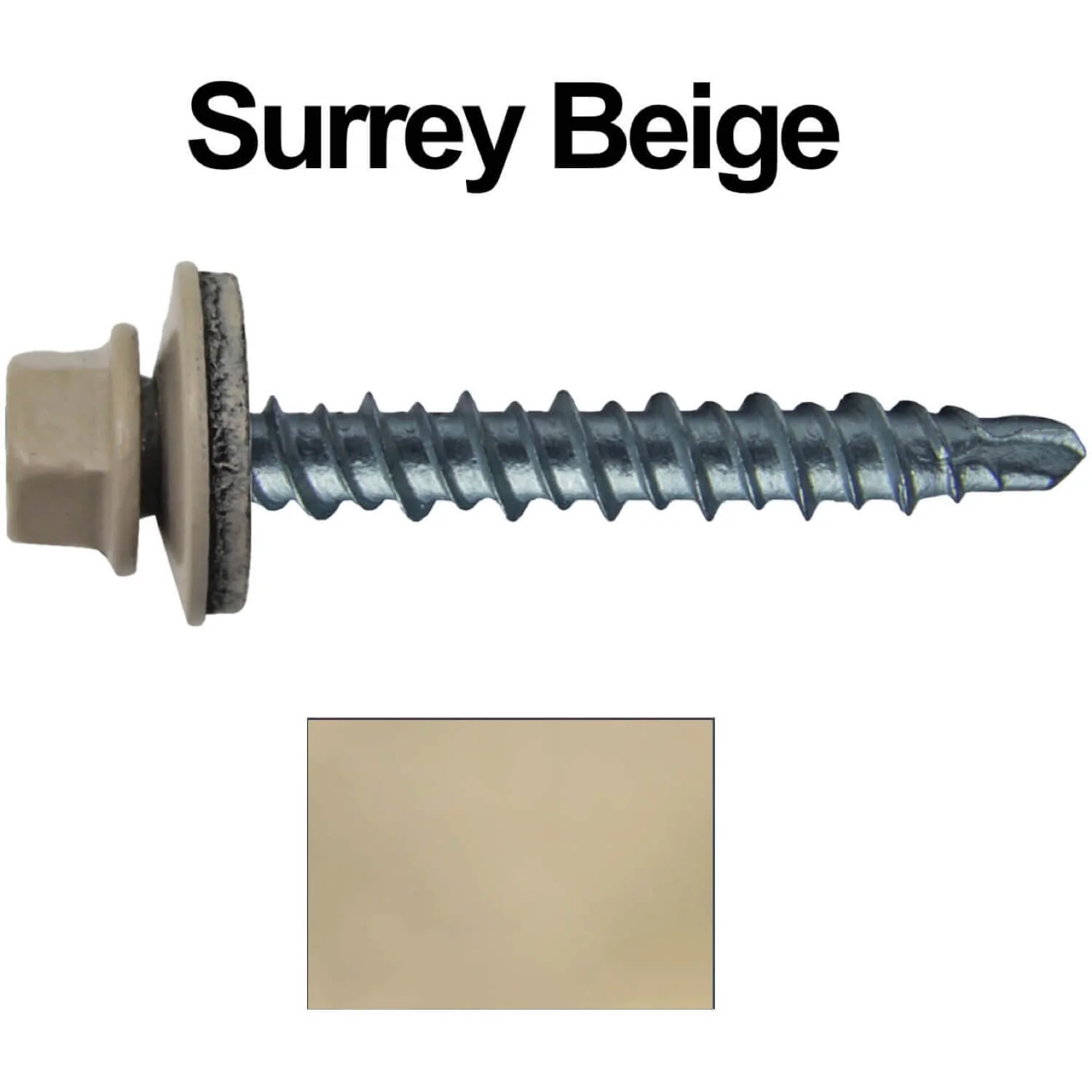 #10 x 1-1/2" Mini Driller Sheet Metal Roofing Screw - Hex Washer Head -  Self starting metal to wood siding screws. EPDM washer. Colored head. - Image 37