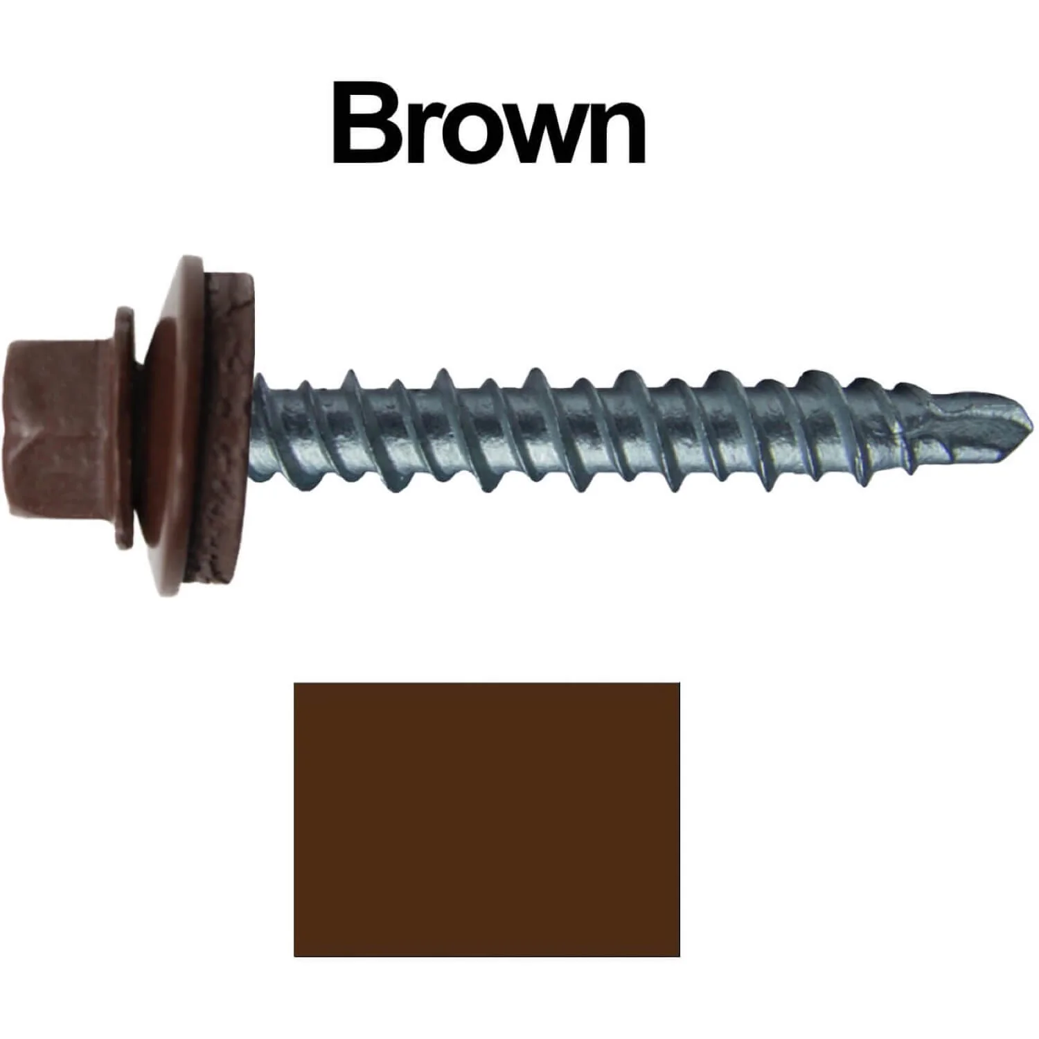 #10 x 1-1/2" Mini Driller Sheet Metal Roofing Screw - Hex Washer Head -  Self starting metal to wood siding screws. EPDM washer. Colored head. - Image 59
