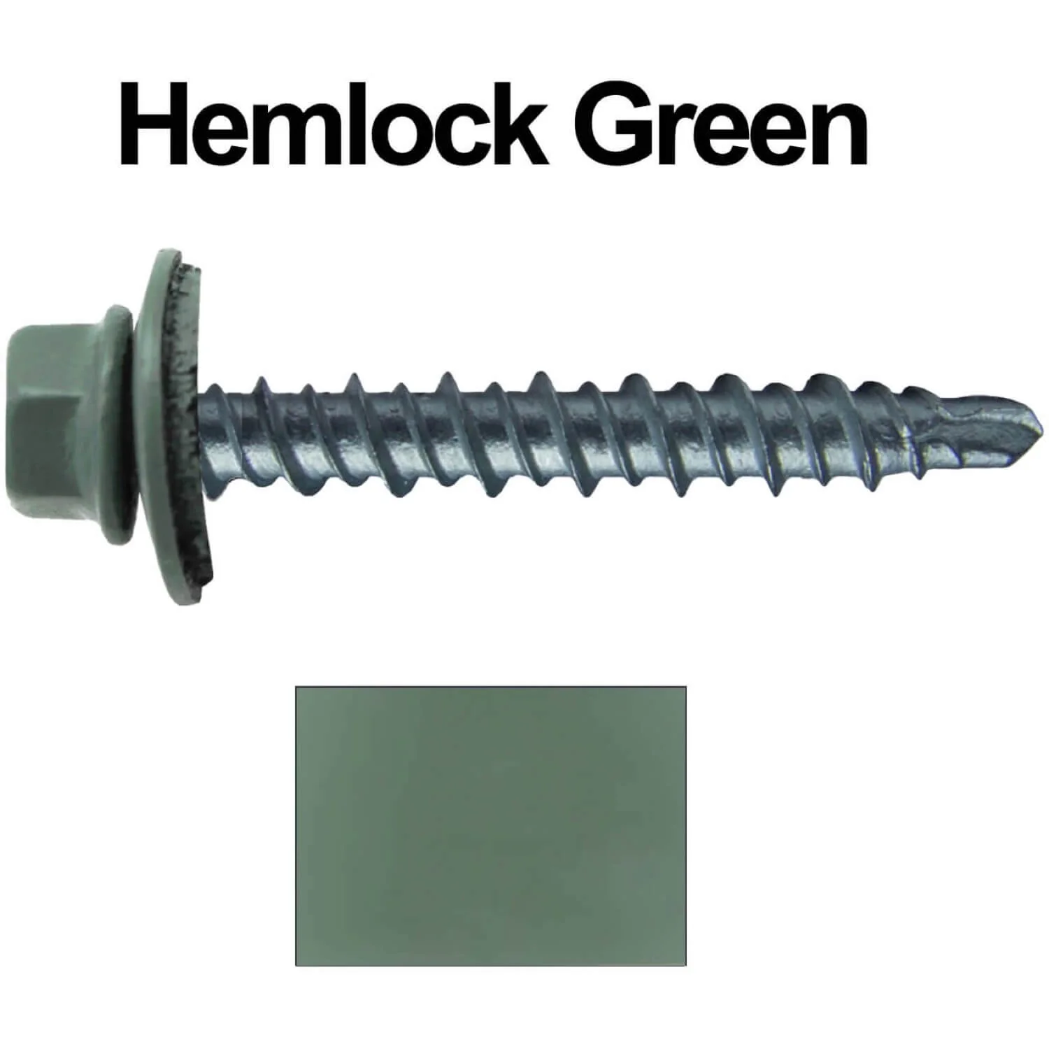 #10 x 1-1/2" Mini Driller Sheet Metal Roofing Screw - Hex Washer Head -  Self starting metal to wood siding screws. EPDM washer. Colored head. - Image 92