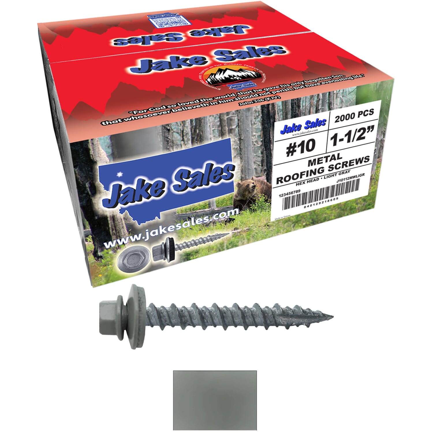 #10 x 1-1/2" Metal ROOFING SCREWS - Hex Washer Head - Self starting/self tapping - EPDM washer. Colored head. - Image 71