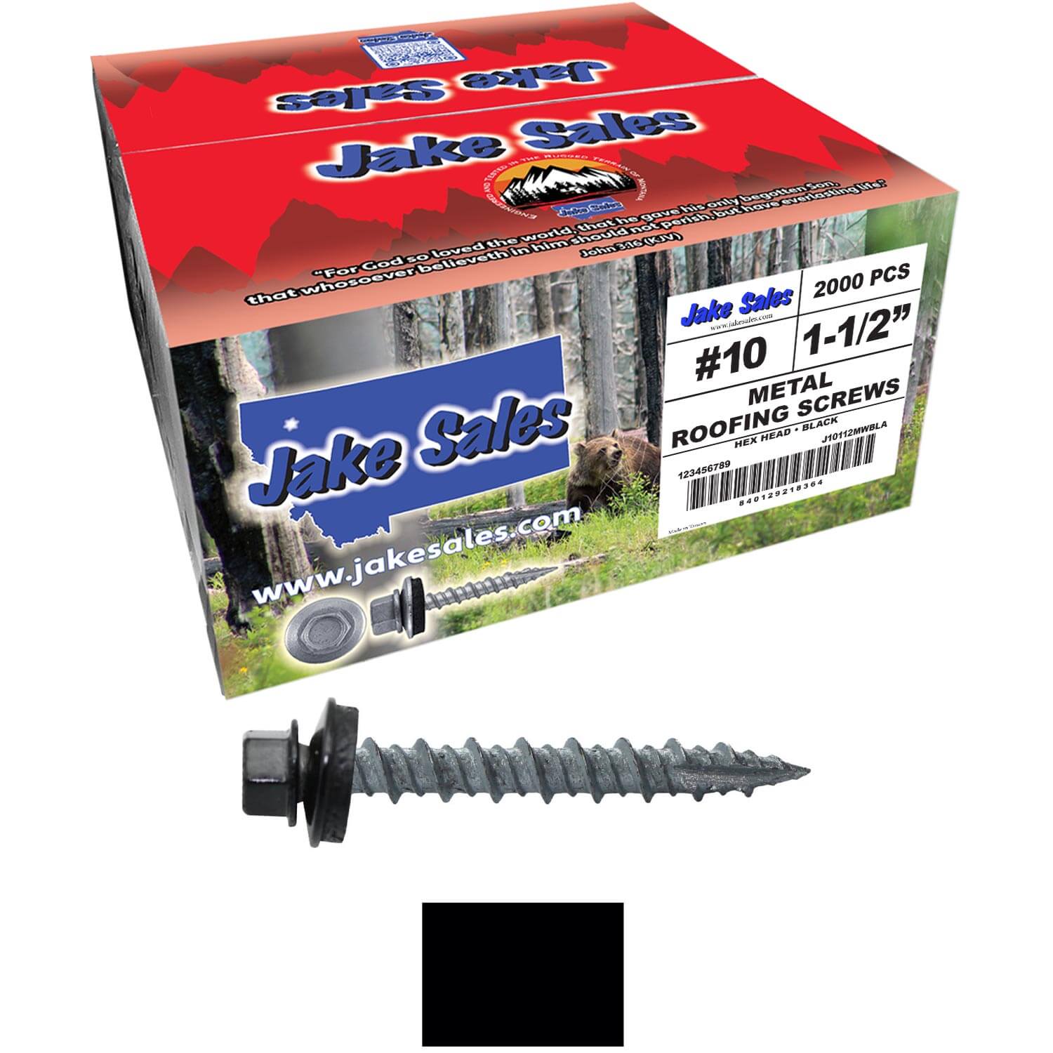 #10 x 1-1/2" Metal ROOFING SCREWS - Hex Washer Head - Self starting/self tapping - EPDM washer. Colored head. - Image 86