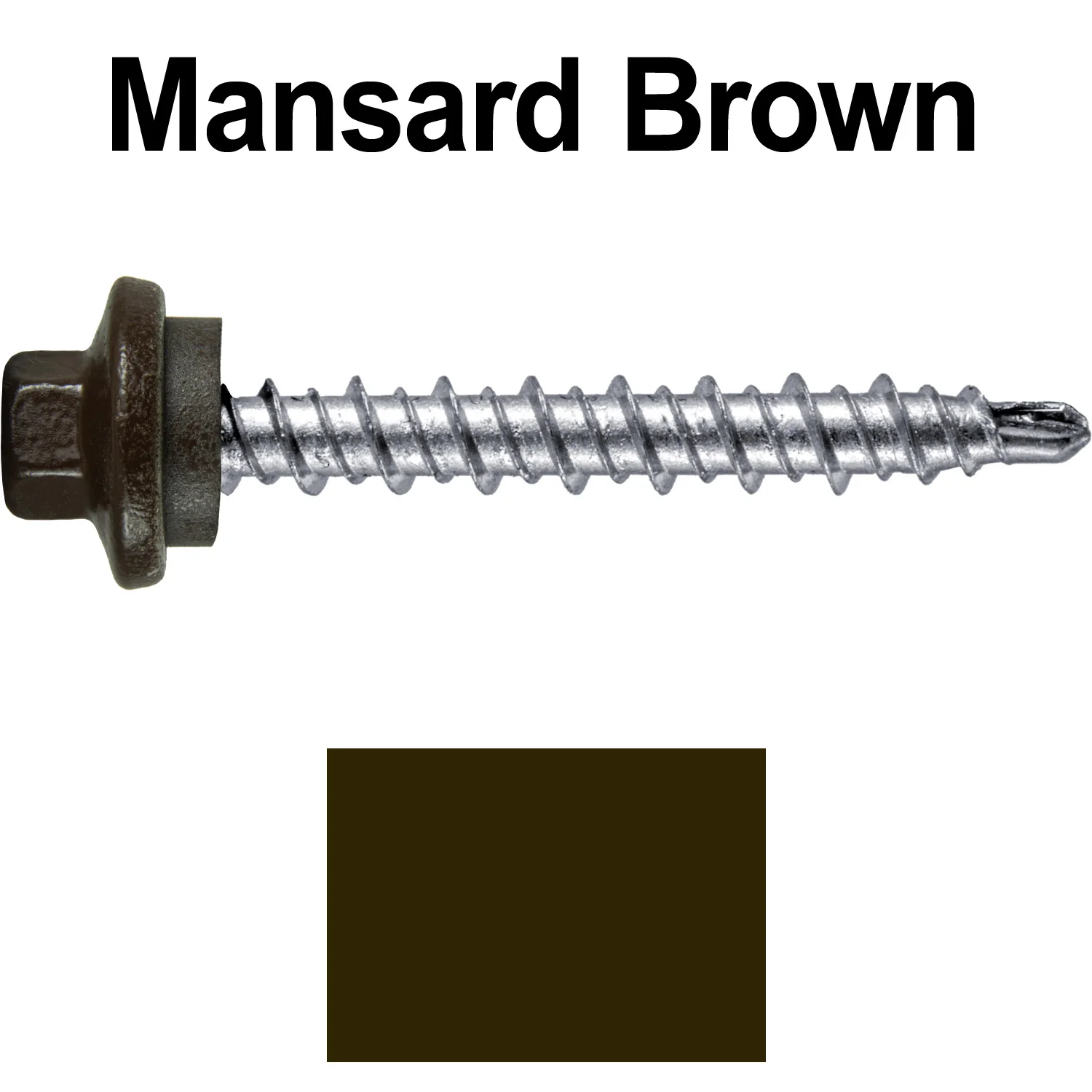 #10 x 1-1/2" Stainless Steel Mini Driller Sheet Metal Roofing Screw - Hex Washer Cap - Self starting metal to wood siding screws - EPDM washer. Colored head. - Image 107