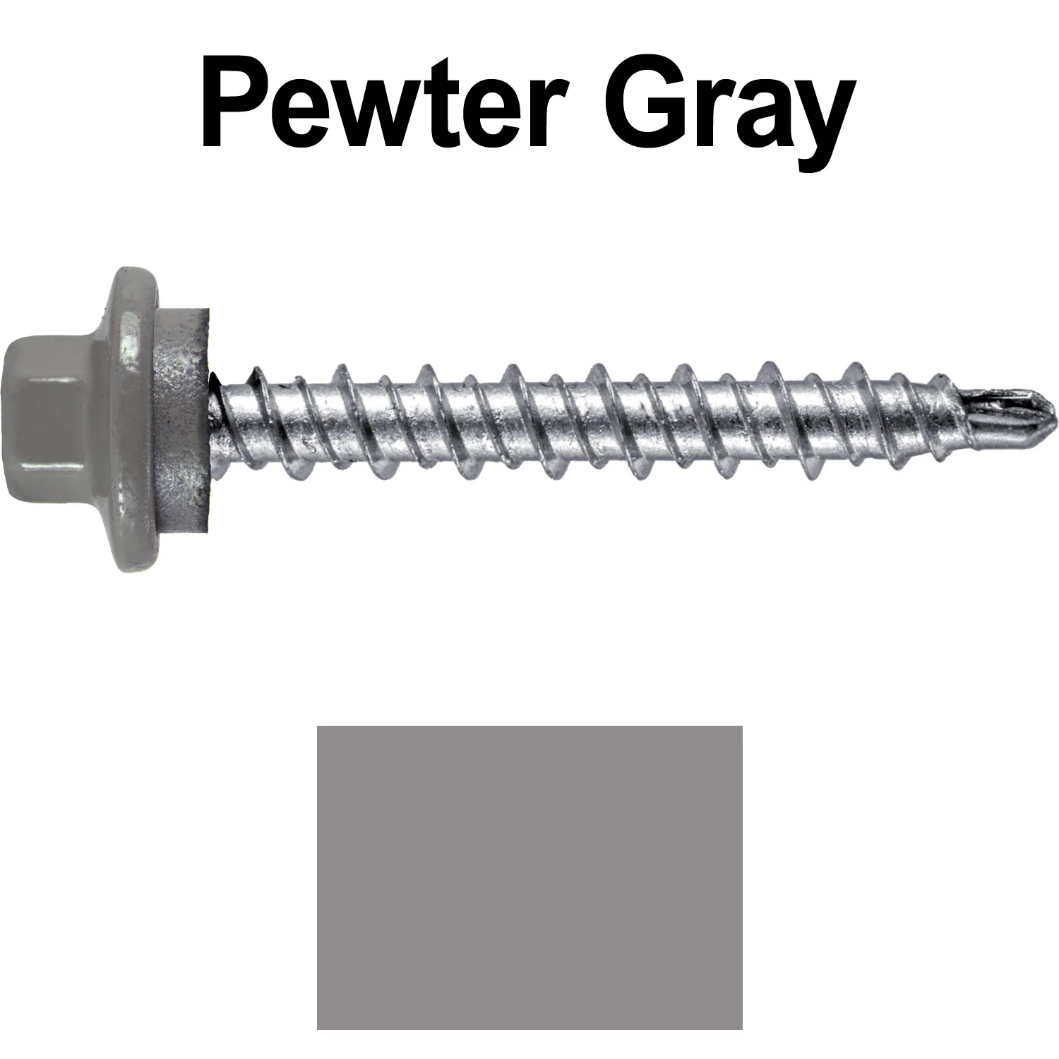 #10 x 1-1/2" Stainless Steel Mini Driller Sheet Metal Roofing Screw - Hex Washer Cap - Self starting metal to wood siding screws - EPDM washer. Colored head. - Image 115