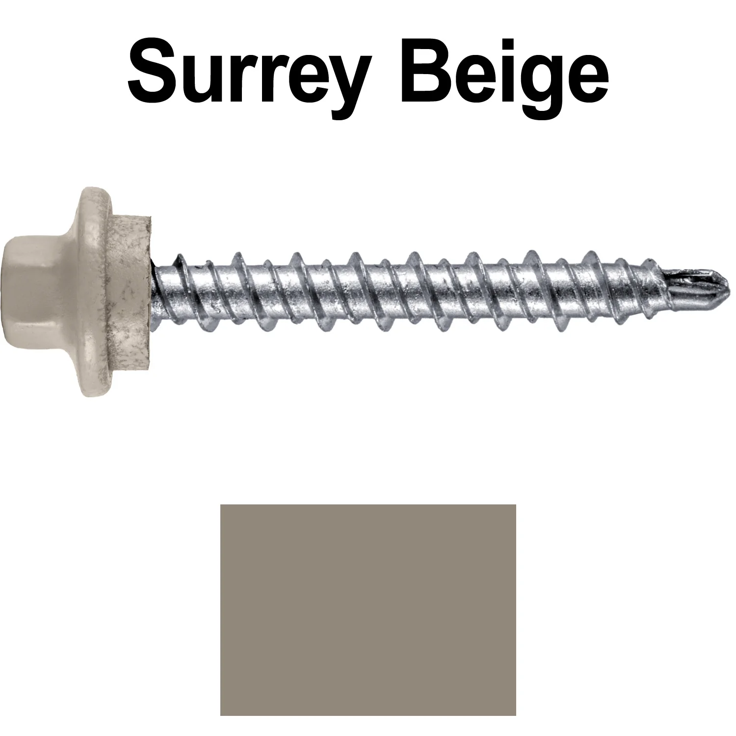 #10 x 1-1/2" Stainless Steel Mini Driller Sheet Metal Roofing Screw - Hex Washer Cap - Self starting metal to wood siding screws - EPDM washer. Colored head. - Image 43
