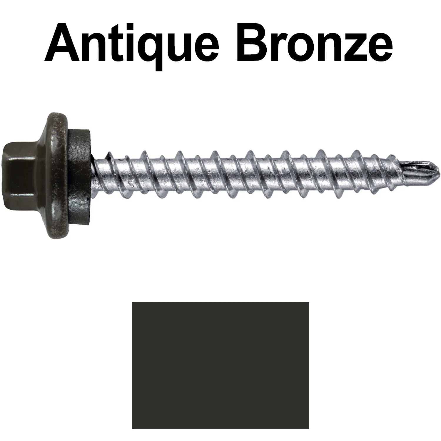 #10 x 1-1/2" Stainless Steel Mini Driller Sheet Metal Roofing Screw - Hex Washer Cap - Self starting metal to wood siding screws - EPDM washer. Colored head. - Image 51