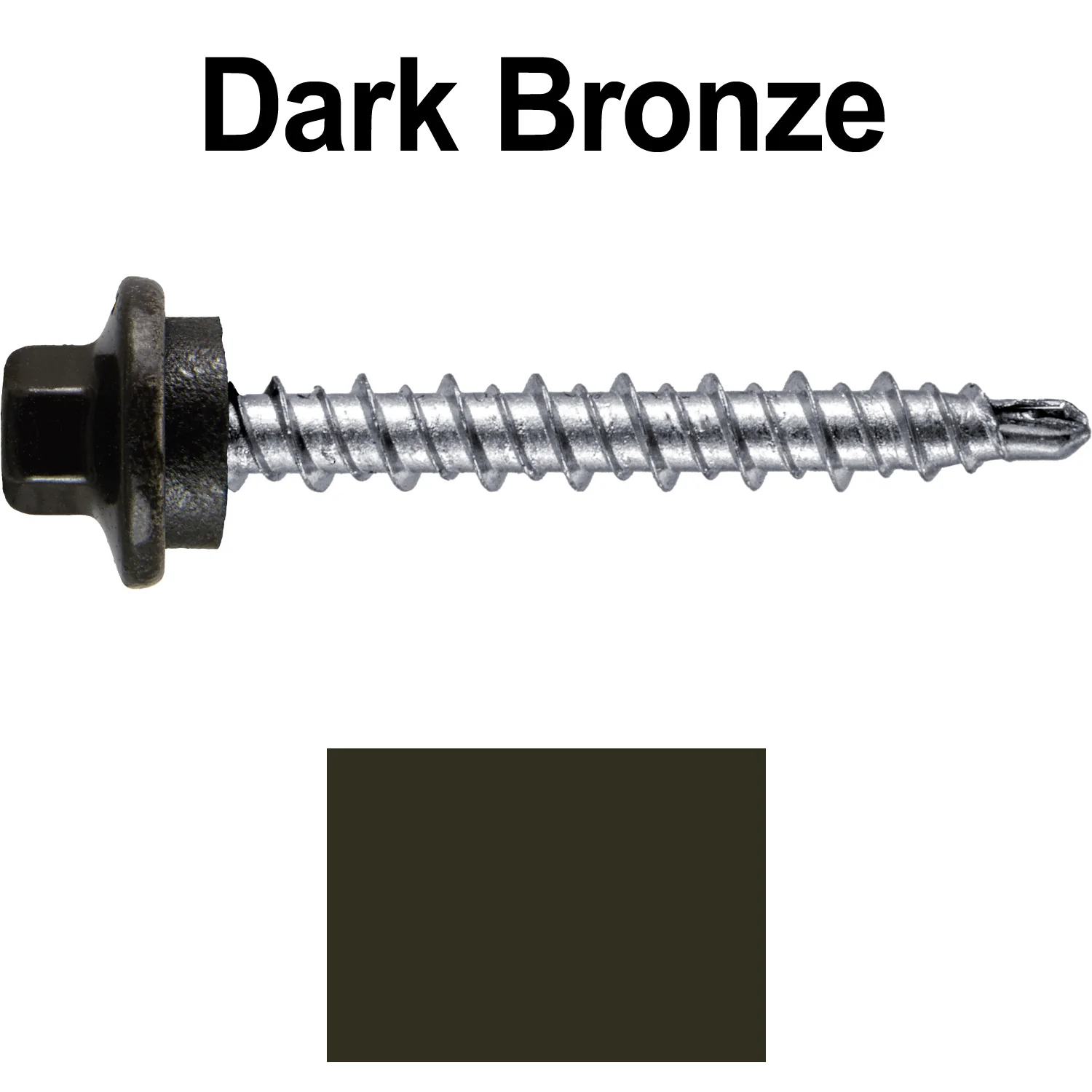 #10 x 1-1/2" Stainless Steel Mini Driller Sheet Metal Roofing Screw - Hex Washer Cap - Self starting metal to wood siding screws - EPDM washer. Colored head. - Image 79