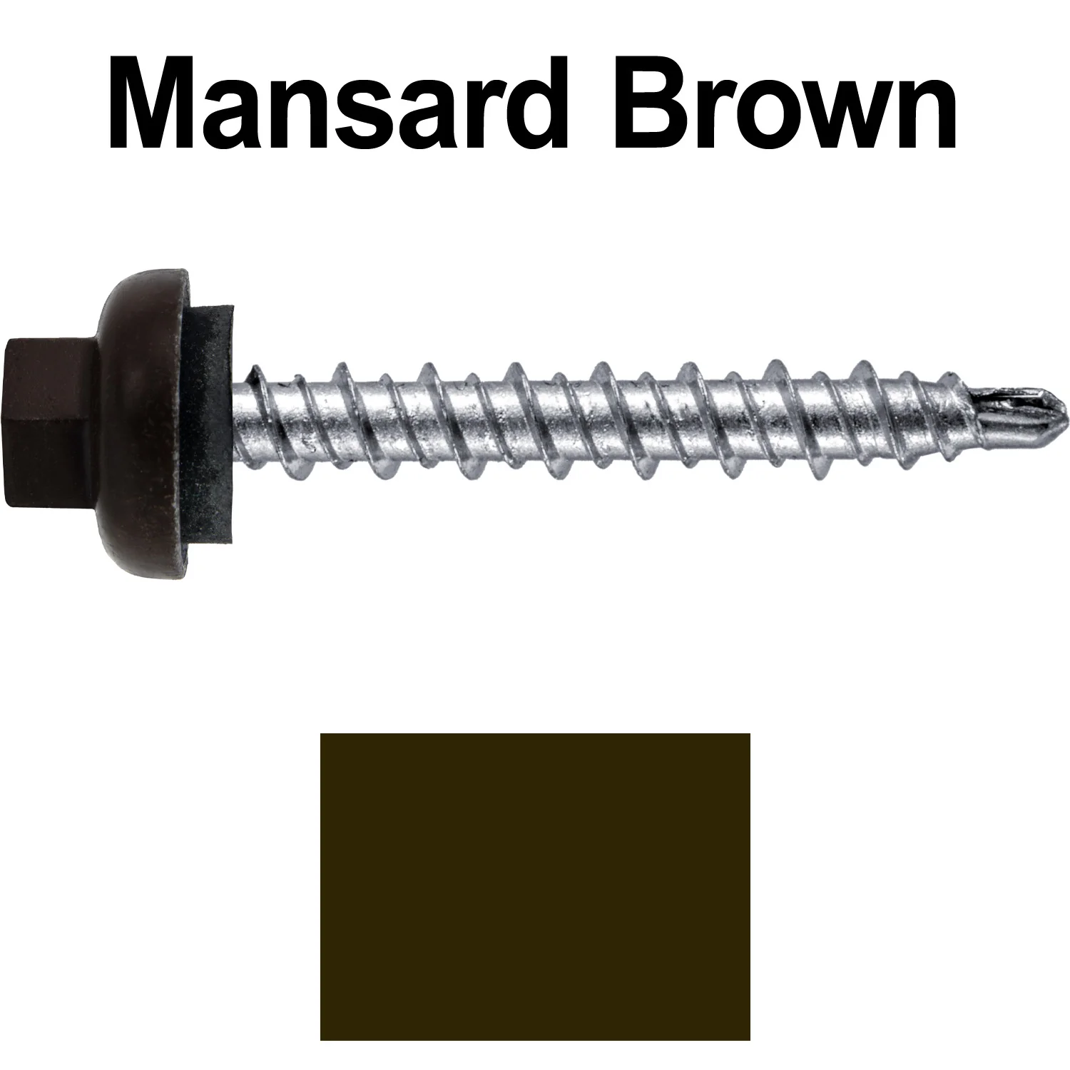 10 X 1-1/2” Zinc Aluminum Cap MINI-DRILLER Roofing Screws HI-LO THREAD Zinc Plated Carbon Steel Shank - EPDM Washer - Colored head - Image 105