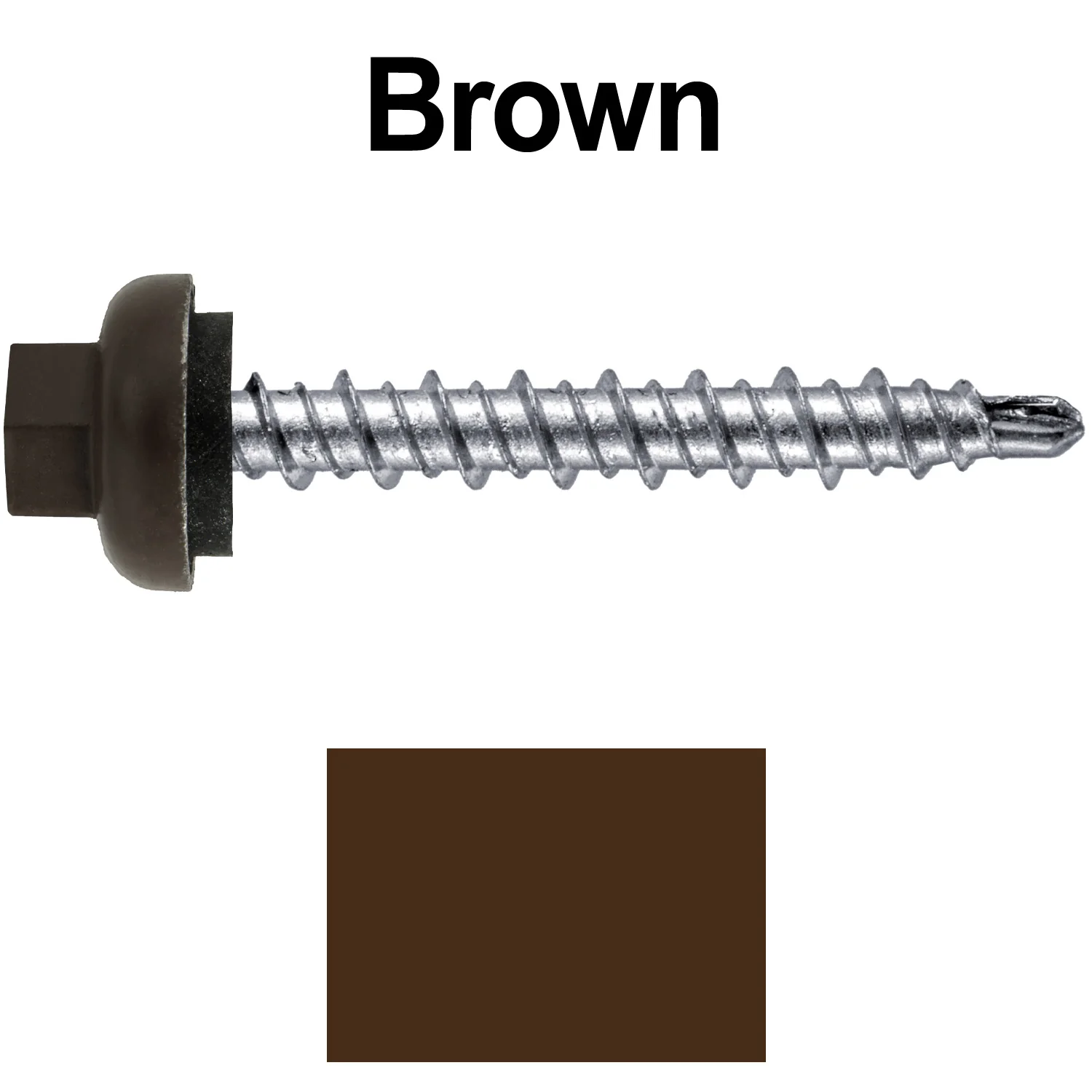 10 X 1-1/2” Zinc Aluminum Cap MINI-DRILLER Roofing Screws HI-LO THREAD Zinc Plated Carbon Steel Shank - EPDM Washer - Colored head - Image 60