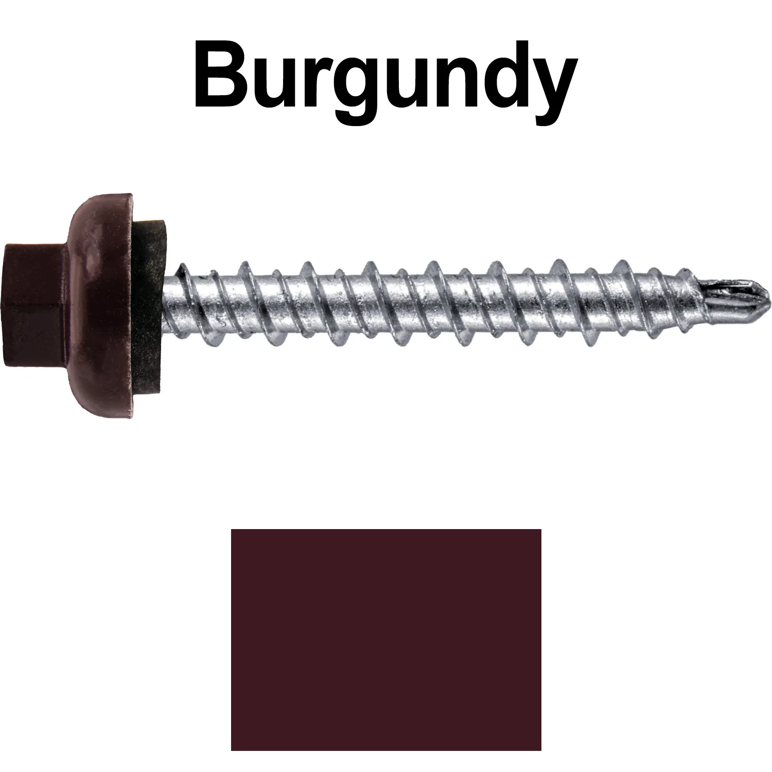 10 X 1-1/2” Zinc Aluminum Cap MINI-DRILLER Roofing Screws HI-LO THREAD Zinc Plated Carbon Steel Shank - EPDM Washer - Colored head - Image 64