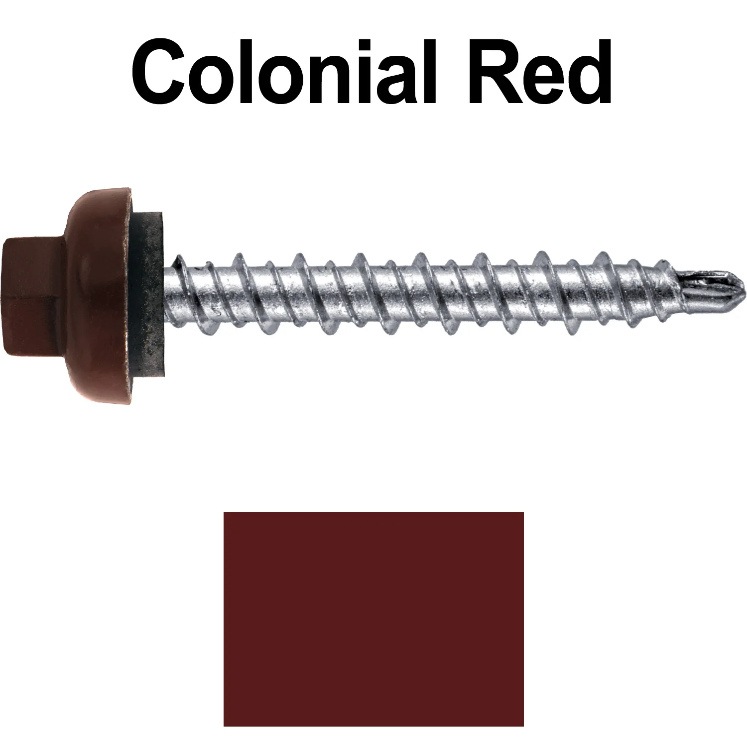 10 X 1-1/2” Zinc Aluminum Cap MINI-DRILLER Roofing Screws HI-LO THREAD Zinc Plated Carbon Steel Shank - EPDM Washer - Colored head - Image 69