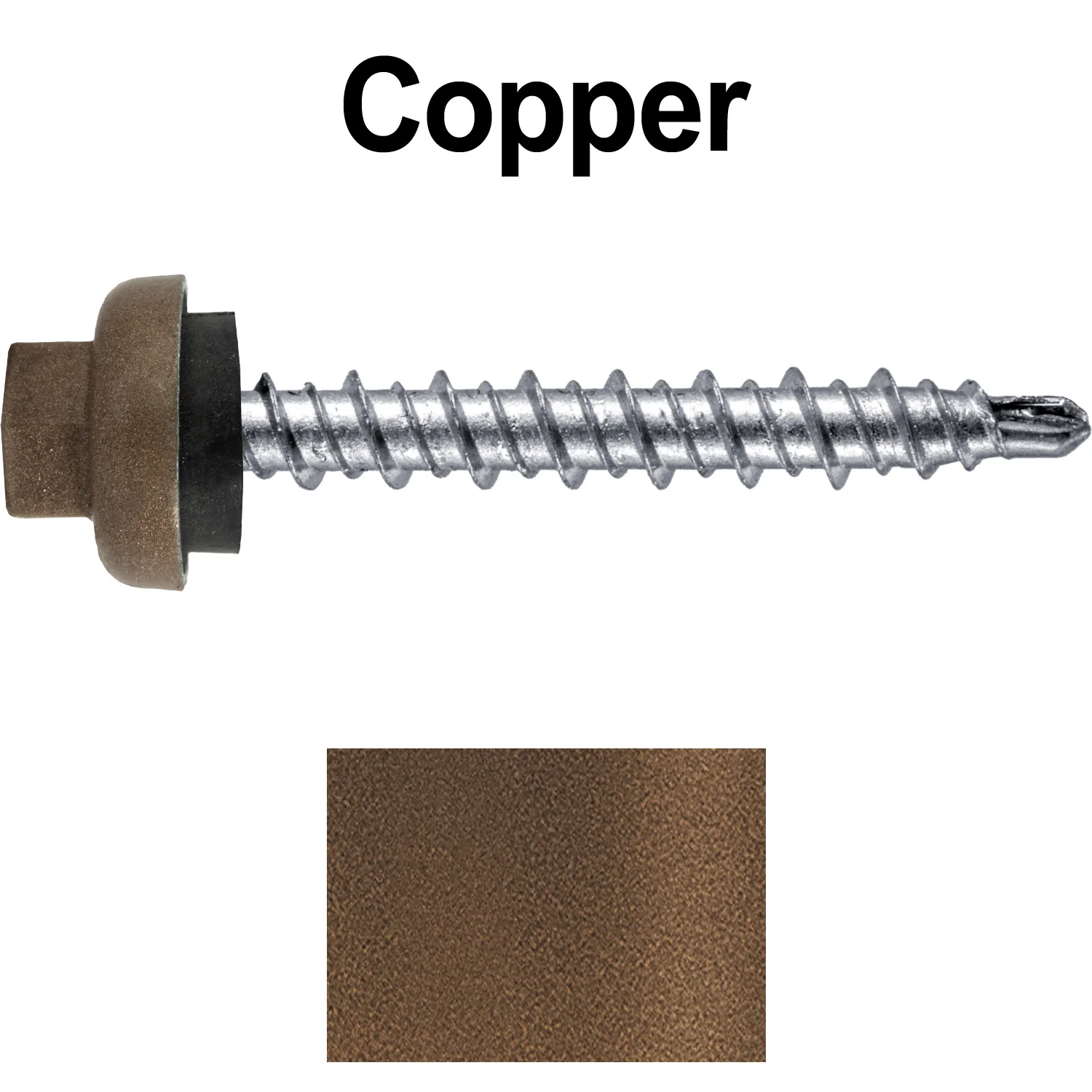 10 X 1-1/2” Zinc Aluminum Cap MINI-DRILLER Roofing Screws HI-LO THREAD Zinc Plated Carbon Steel Shank - EPDM Washer - Colored head - Image 71