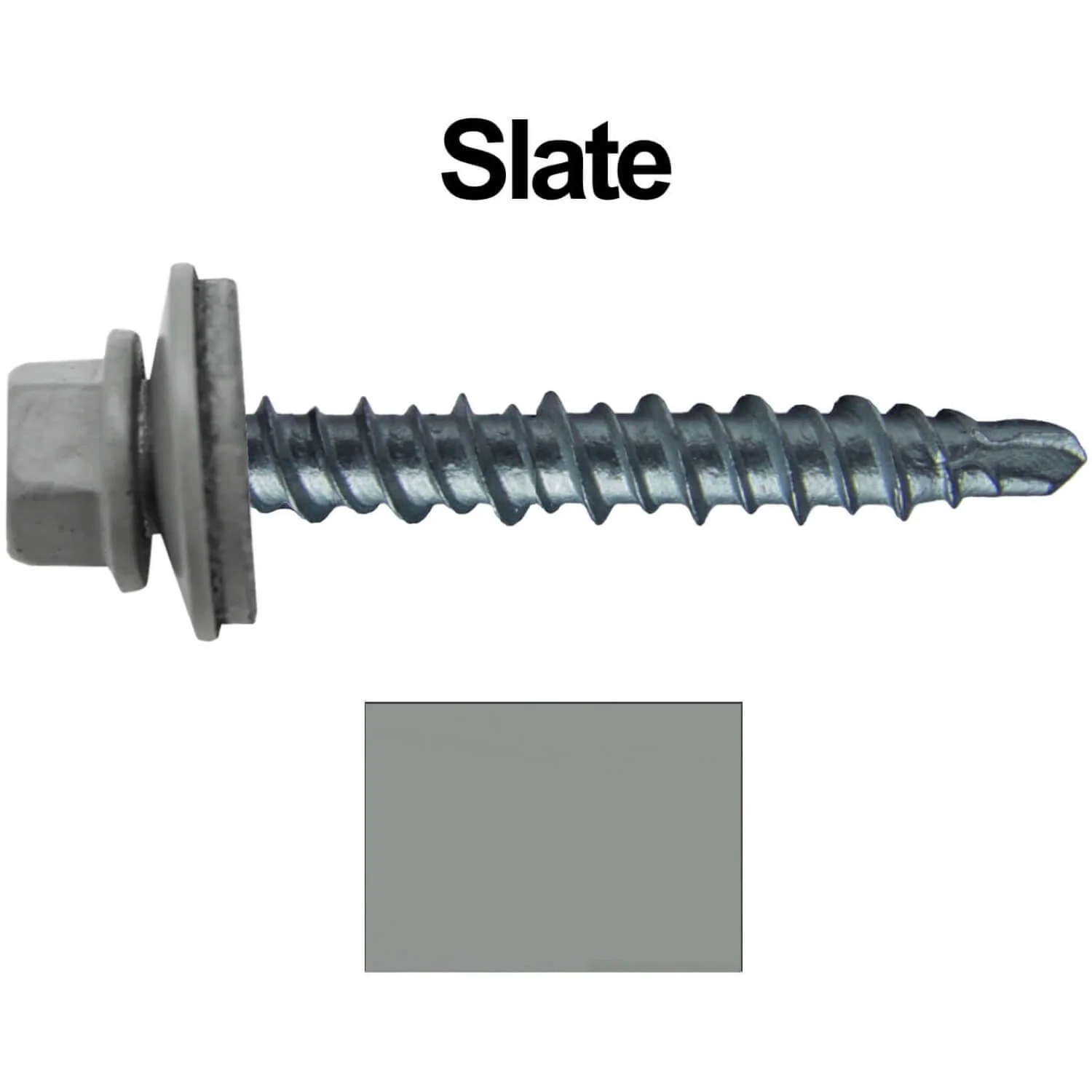#10 x 1" Mini Driller Sheet Metal Roofing Screw - Hex Washer Head -  Self starting metal to wood siding screws. EPDM washer. Colored head. - Image 111