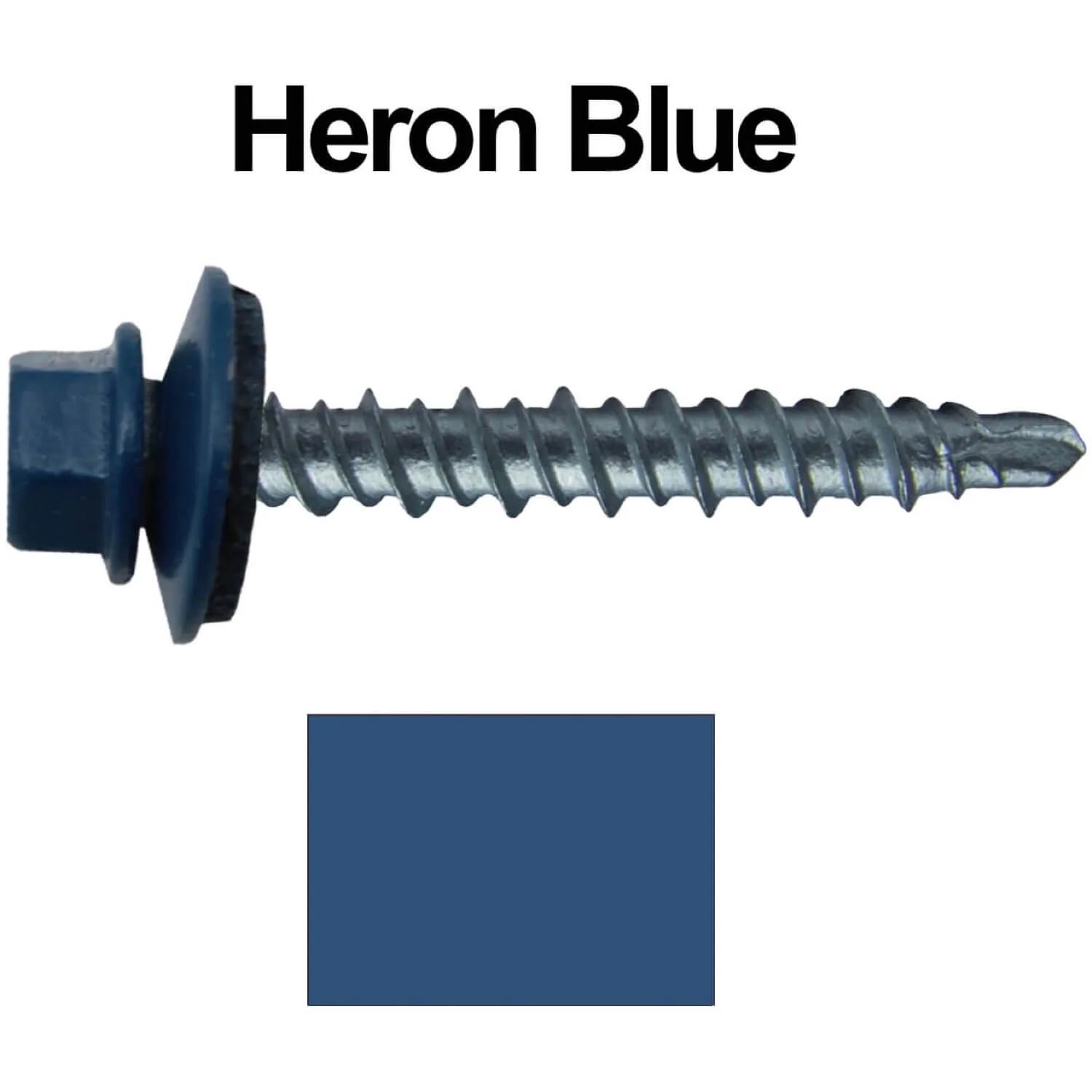 #10 x 1" Mini Driller Sheet Metal Roofing Screw - Hex Washer Head -  Self starting metal to wood siding screws. EPDM washer. Colored head. - Image 123