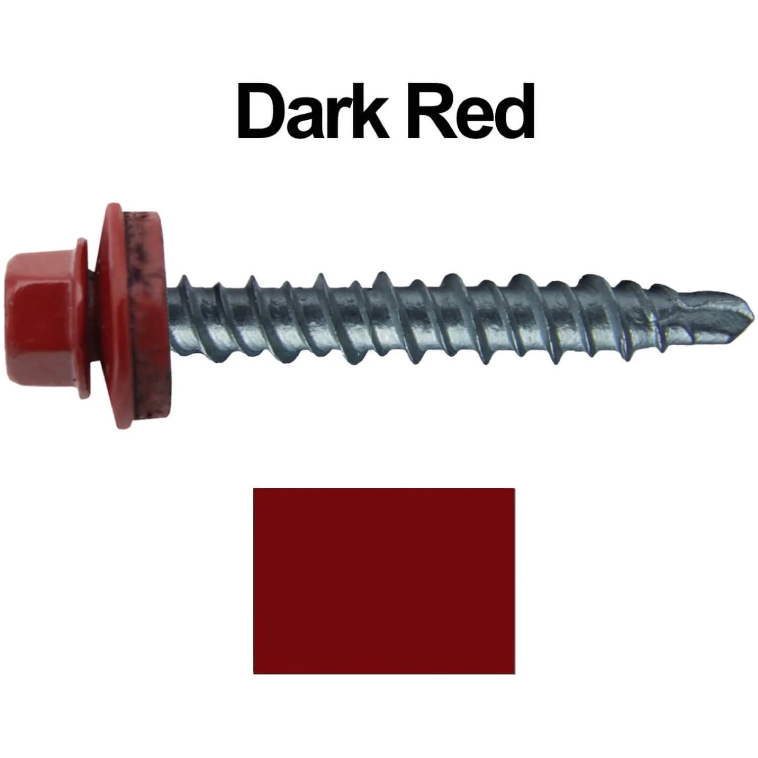 #10 x 1" Mini Driller Sheet Metal Roofing Screw - Hex Washer Head -  Self starting metal to wood siding screws. EPDM washer. Colored head. - Image 30