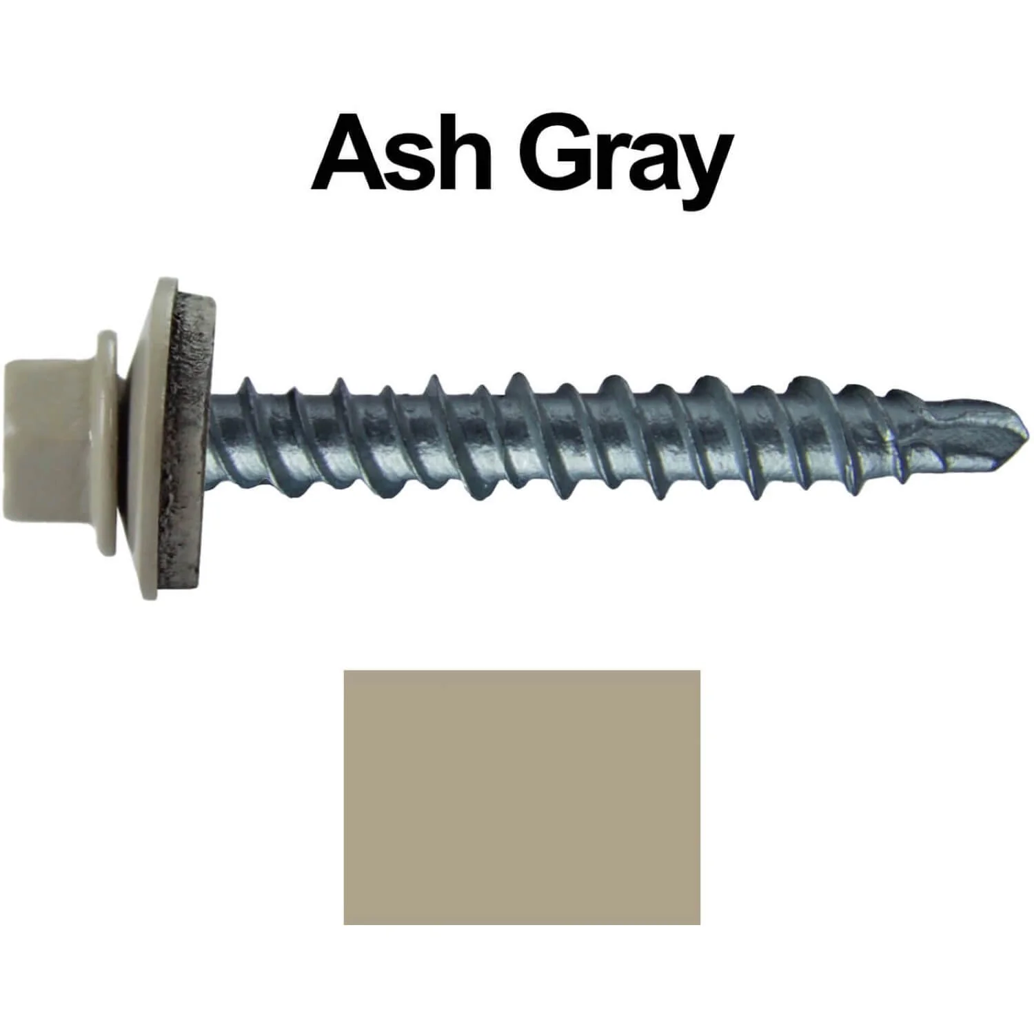 #10 x 1" Mini Driller Sheet Metal Roofing Screw - Hex Washer Head -  Self starting metal to wood siding screws. EPDM washer. Colored head. - Image 42