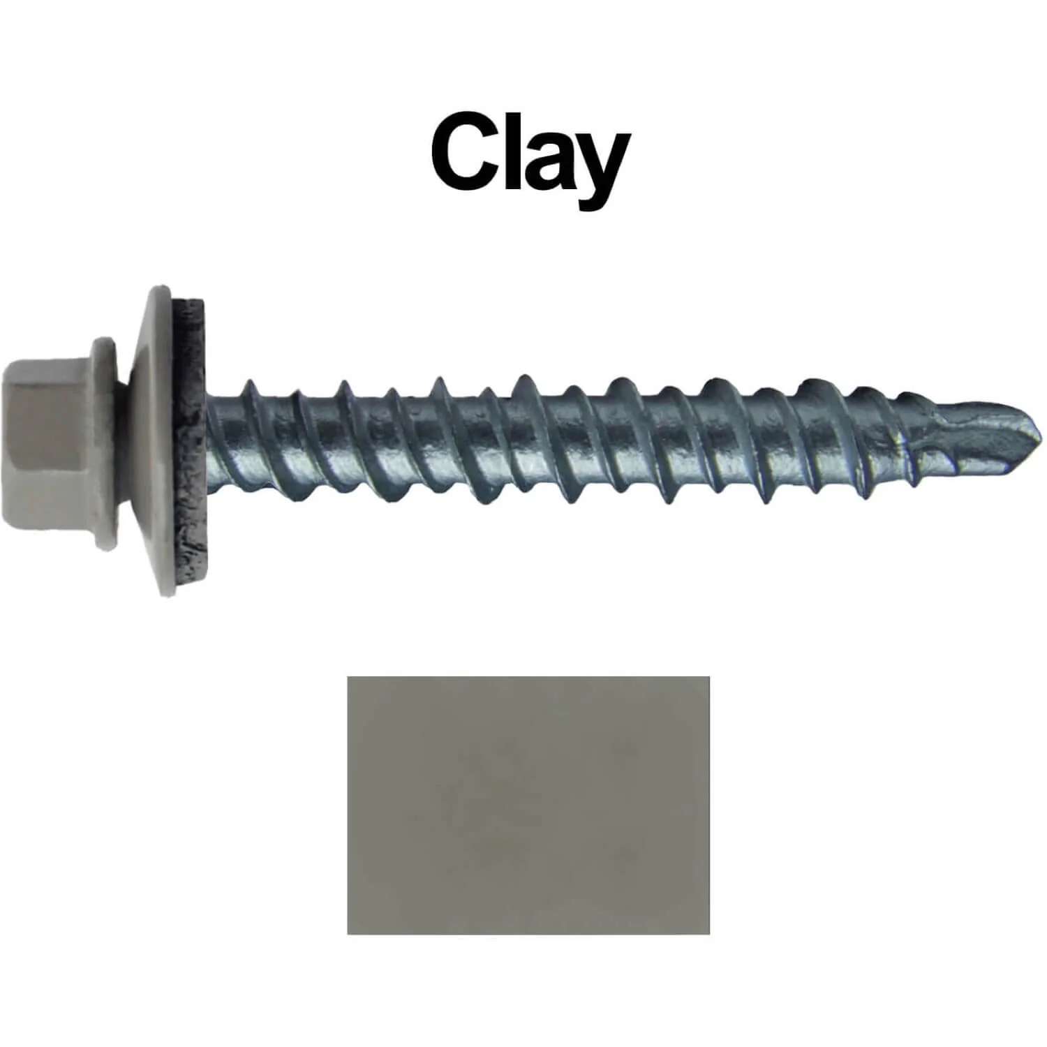#10 x 1" Mini Driller Sheet Metal Roofing Screw - Hex Washer Head -  Self starting metal to wood siding screws. EPDM washer. Colored head. - Image 65
