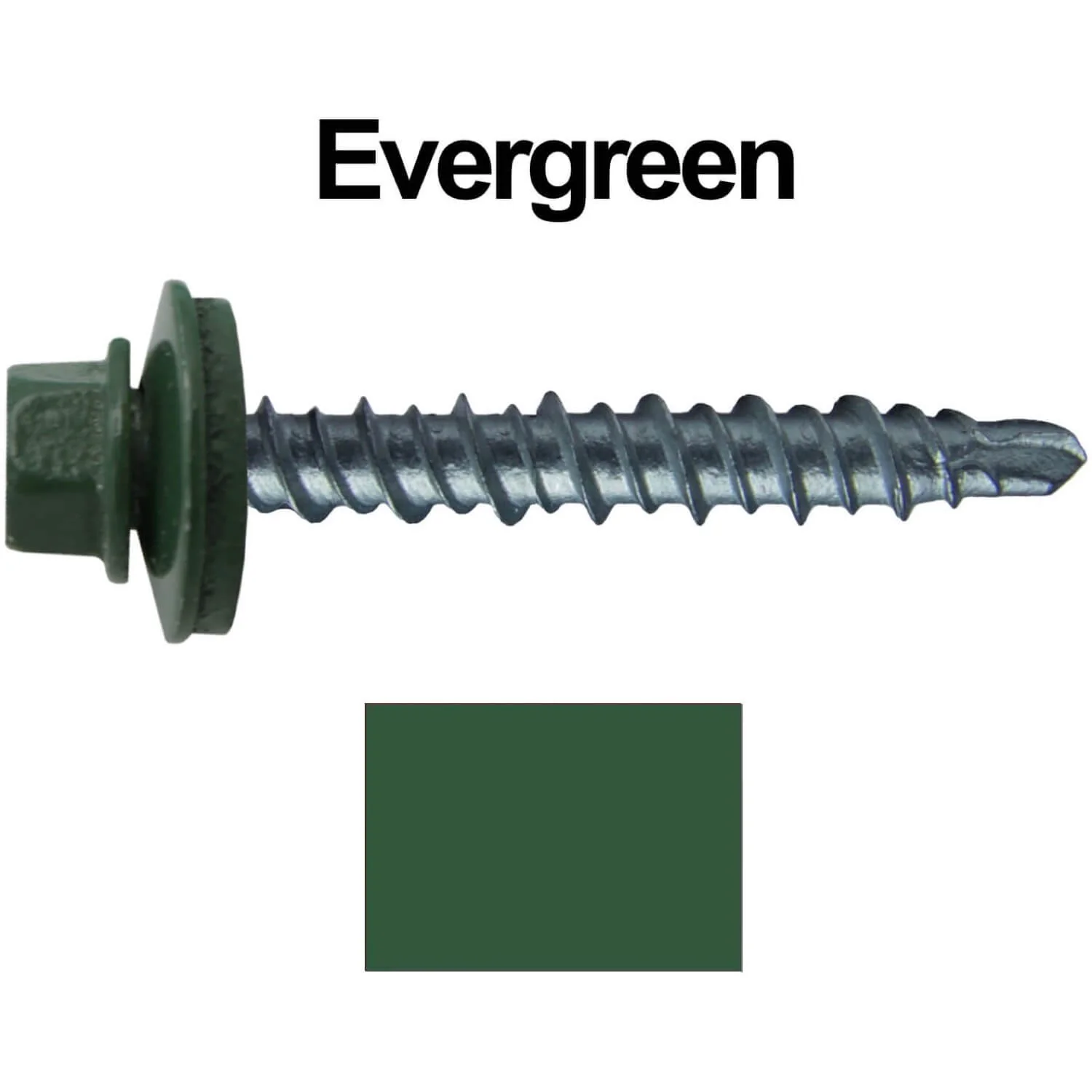 #10 x 1" Mini Driller Sheet Metal Roofing Screw - Hex Washer Head -  Self starting metal to wood siding screws. EPDM washer. Colored head. - Image 82