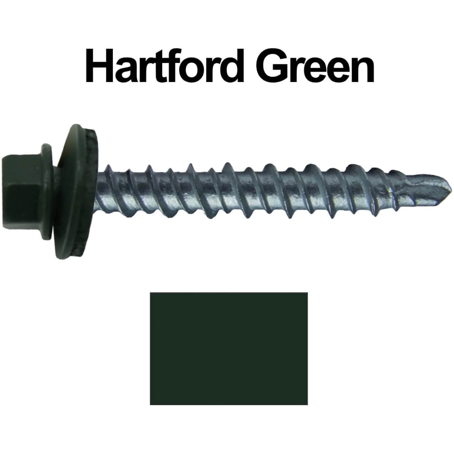#10 x 1" Mini Driller Sheet Metal Roofing Screw - Hex Washer Head -  Self starting metal to wood siding screws. EPDM washer. Colored head. - Image 87