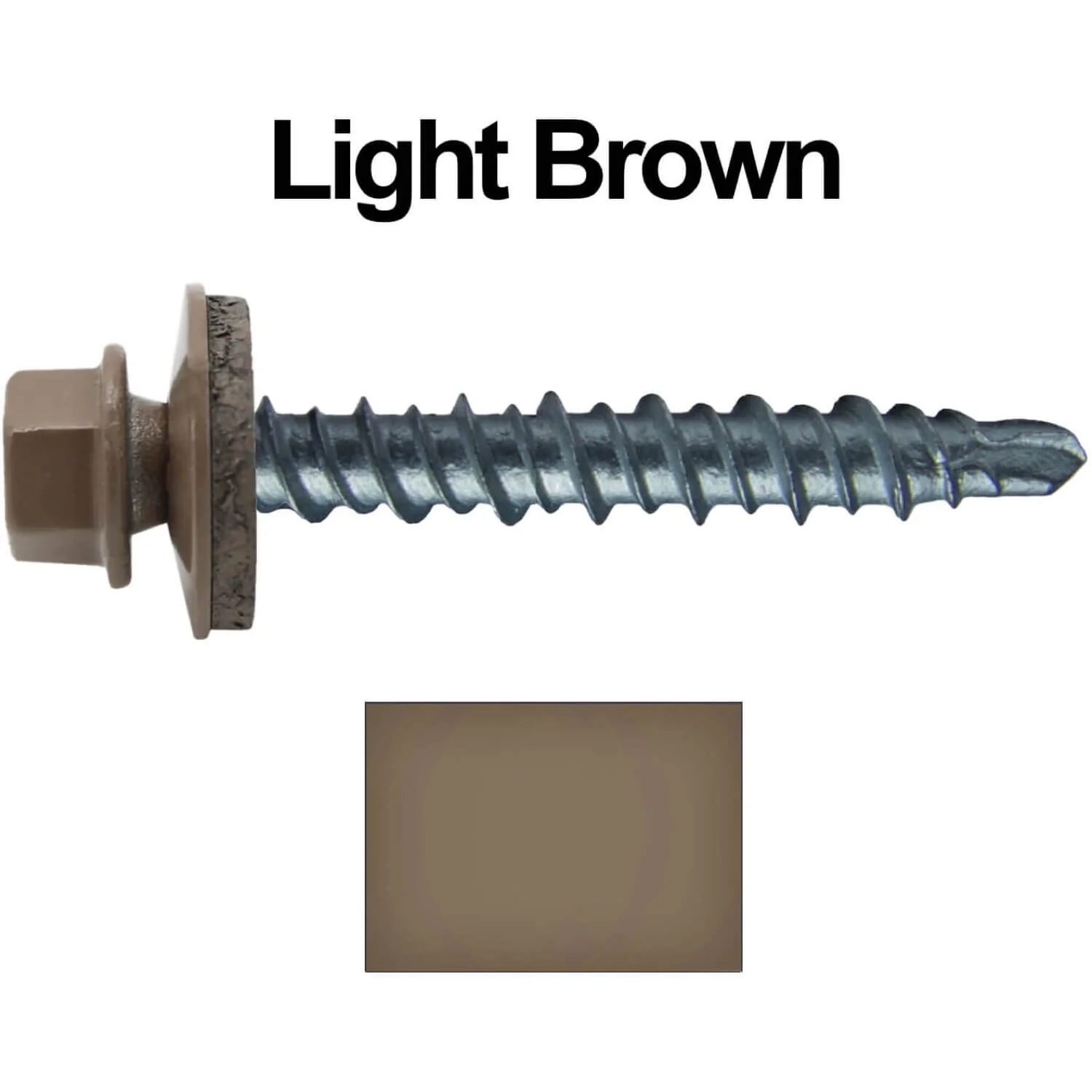 #10 x 1" Mini Driller Sheet Metal Roofing Screw - Hex Washer Head -  Self starting metal to wood siding screws. EPDM washer. Colored head. - Image 95