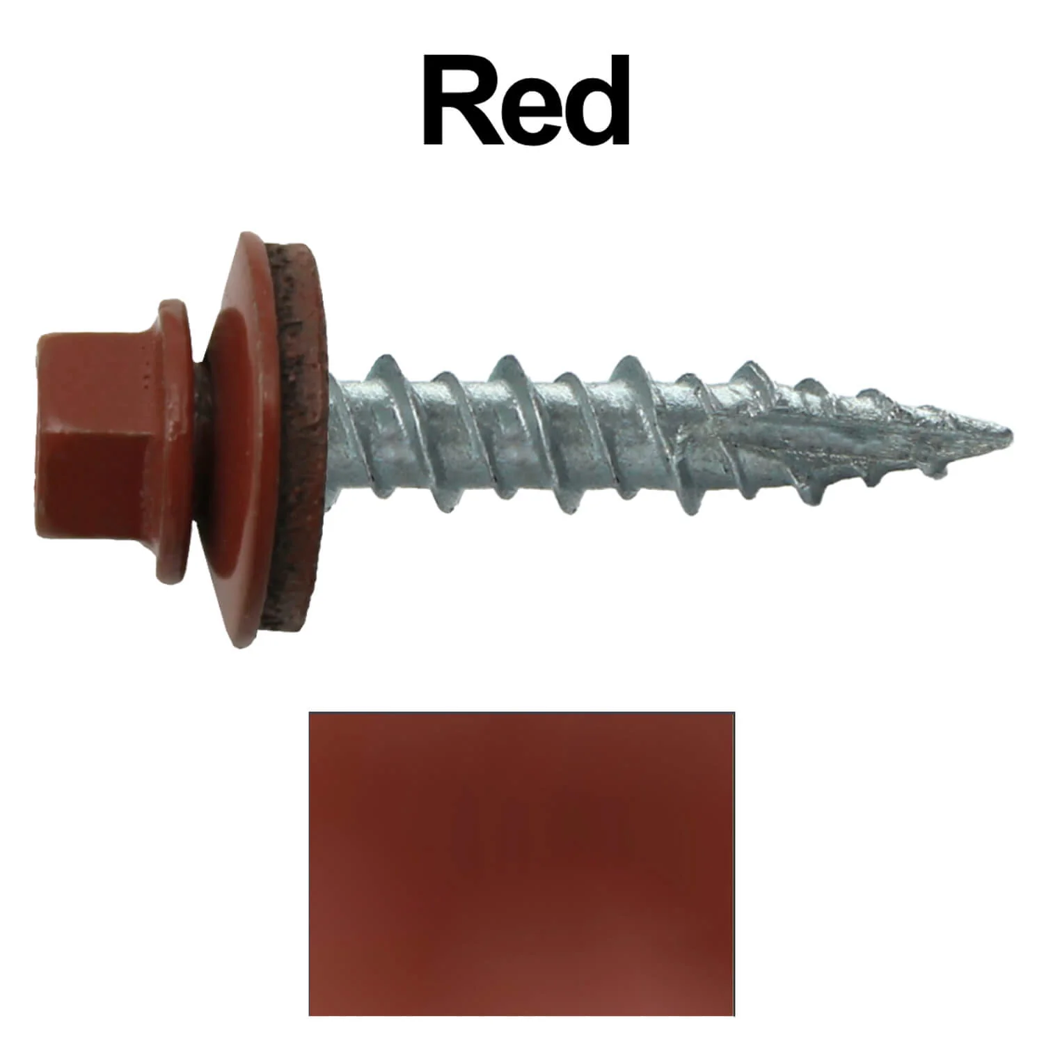 #10 x 1" Metal ROOFING SCREWS - Hex Washer Head - Self starting/self tapping - EPDM washer. Colored head. - Image 31