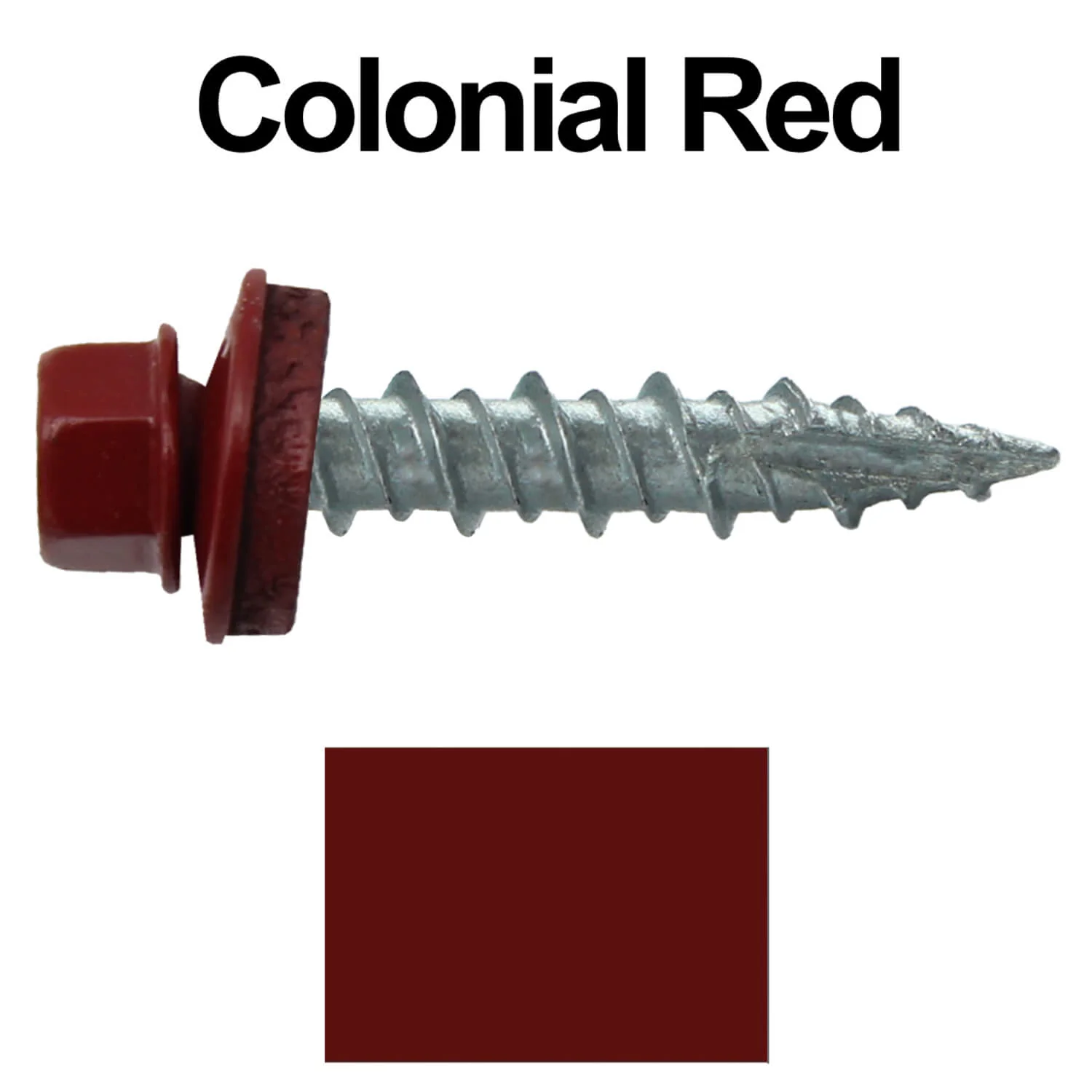#10 x 1" Metal ROOFING SCREWS - Hex Washer Head - Self starting/self tapping - EPDM washer. Colored head. - Image 32