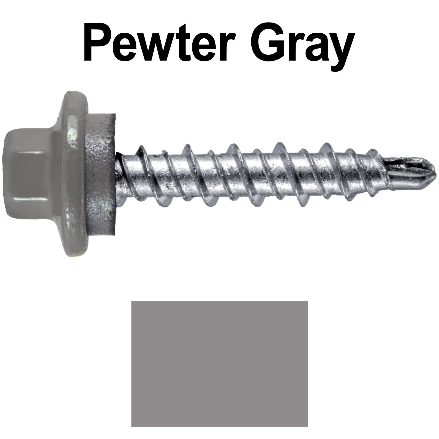 #10 x 1" Stainless Steel Mini Driller Sheet Metal Roofing Screw - Hex Washer Cap - Self starting metal to wood siding screws - EPDM washer. Colored Head. - Image 114