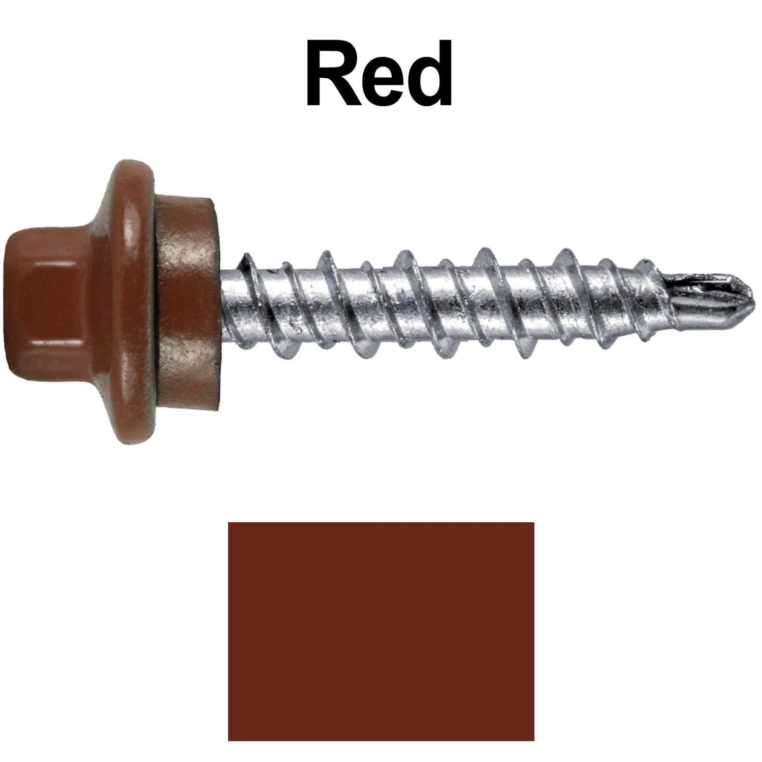 #10 x 1" Stainless Steel Mini Driller Sheet Metal Roofing Screw - Hex Washer Cap - Self starting metal to wood siding screws - EPDM washer. Colored Head. - Image 117