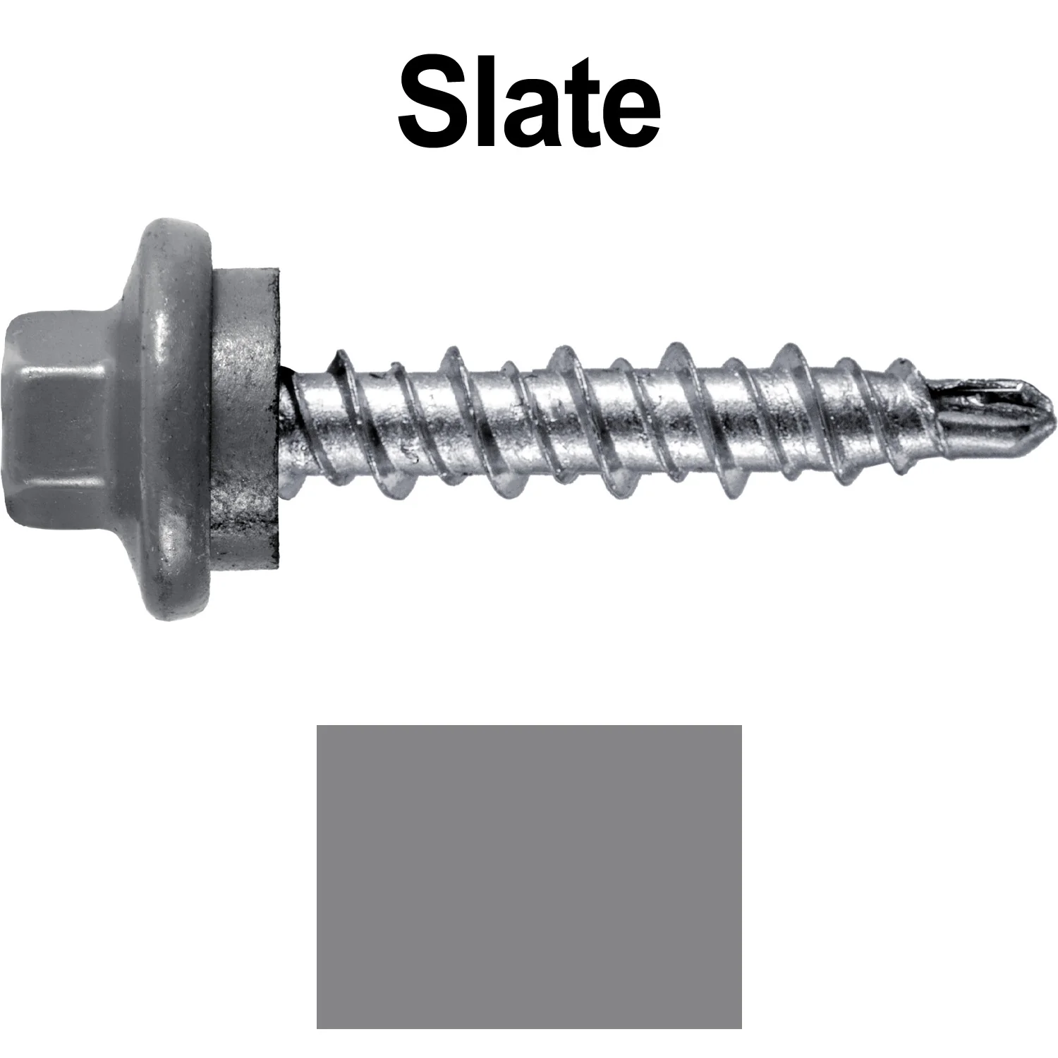 #10 x 1" Stainless Steel Mini Driller Sheet Metal Roofing Screw - Hex Washer Cap - Self starting metal to wood siding screws - EPDM washer. Colored Head. - Image 119