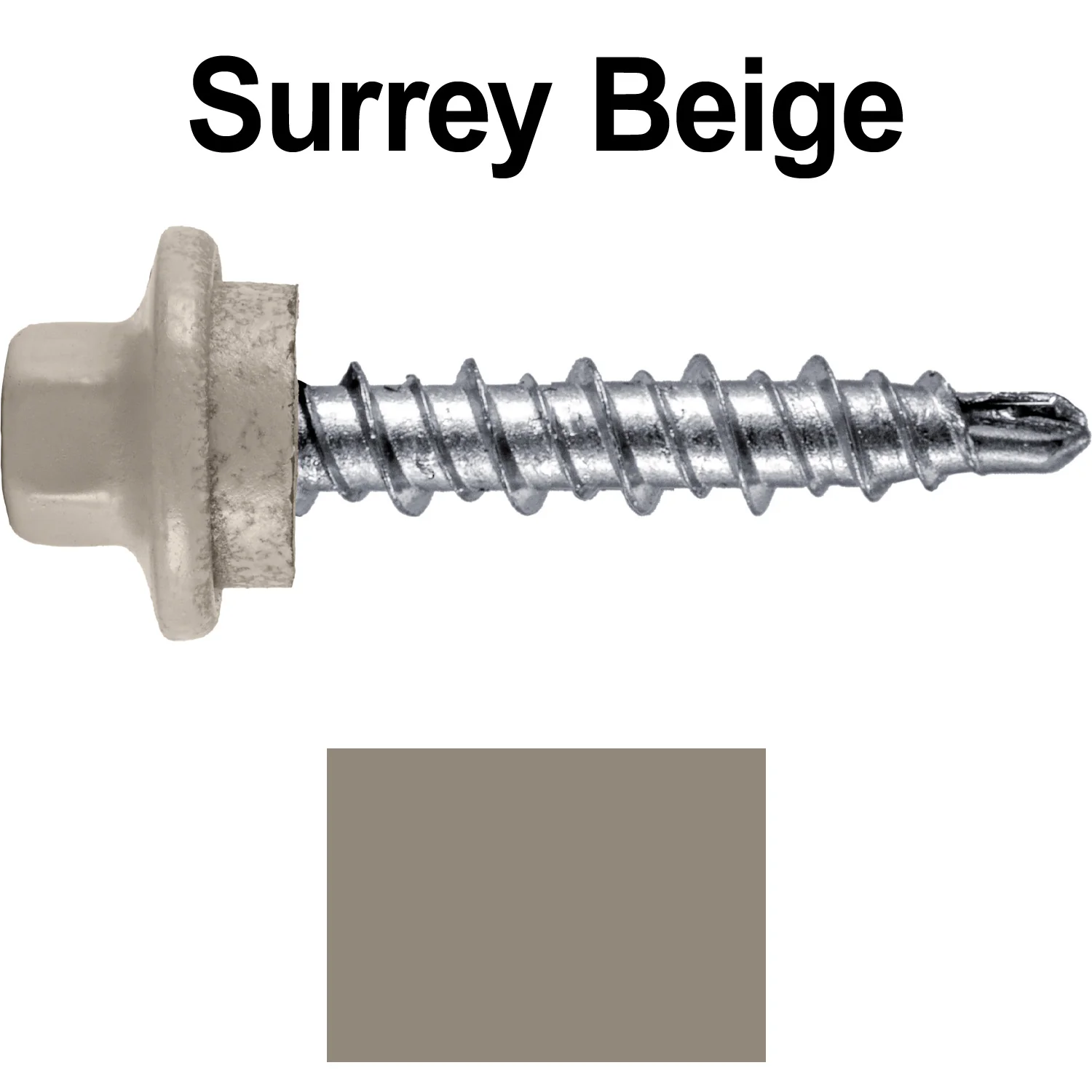 #10 x 1" Stainless Steel Mini Driller Sheet Metal Roofing Screw - Hex Washer Cap - Self starting metal to wood siding screws - EPDM washer. Colored Head. - Image 123