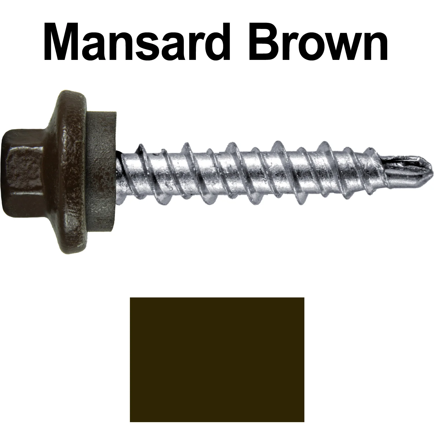 #10 x 1" Stainless Steel Mini Driller Sheet Metal Roofing Screw - Hex Washer Cap - Self starting metal to wood siding screws - EPDM washer. Colored Head. - Image 36