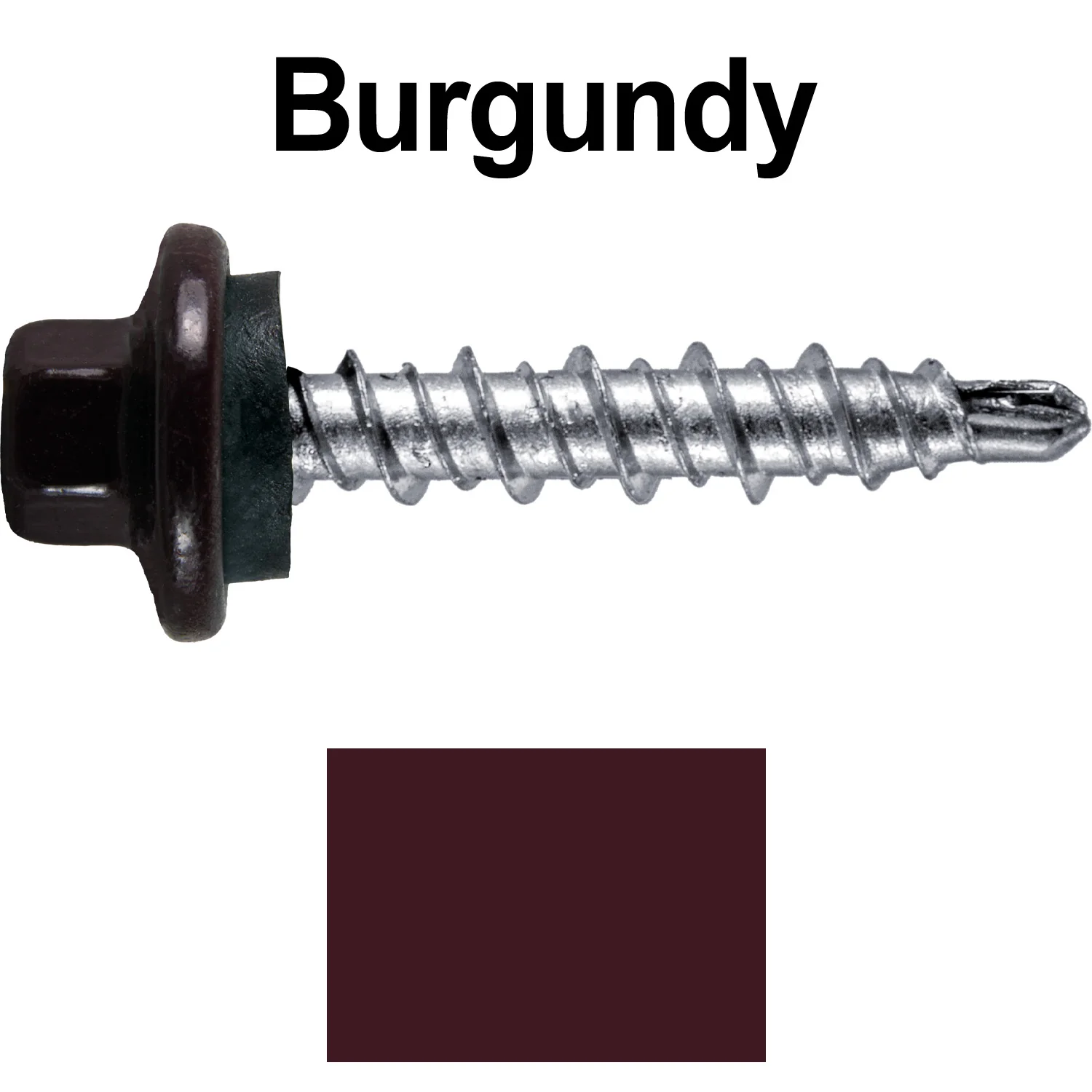 #10 x 1" Stainless Steel Mini Driller Sheet Metal Roofing Screw - Hex Washer Cap - Self starting metal to wood siding screws - EPDM washer. Colored Head. - Image 65