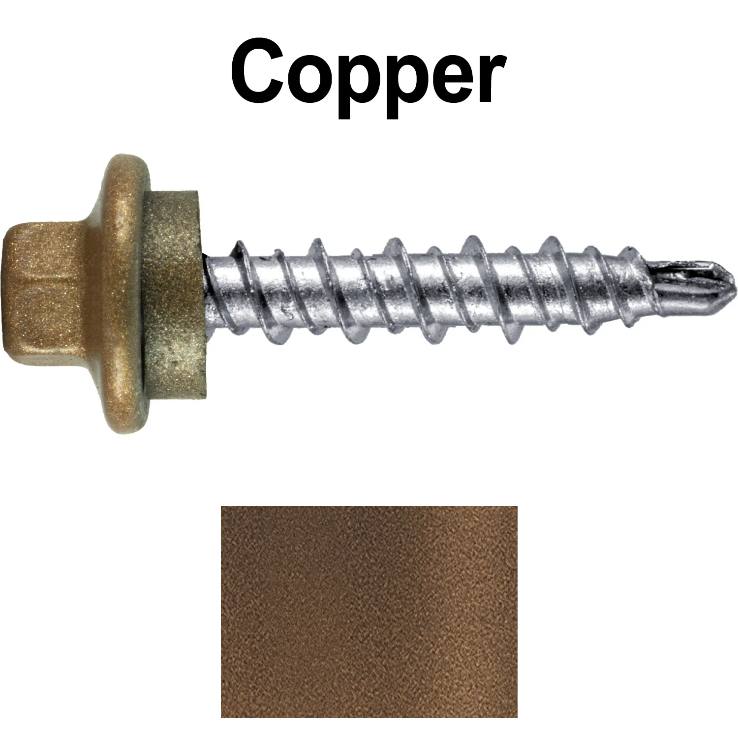 #10 x 1" Stainless Steel Mini Driller Sheet Metal Roofing Screw - Hex Washer Cap - Self starting metal to wood siding screws - EPDM washer. Colored Head. - Image 72