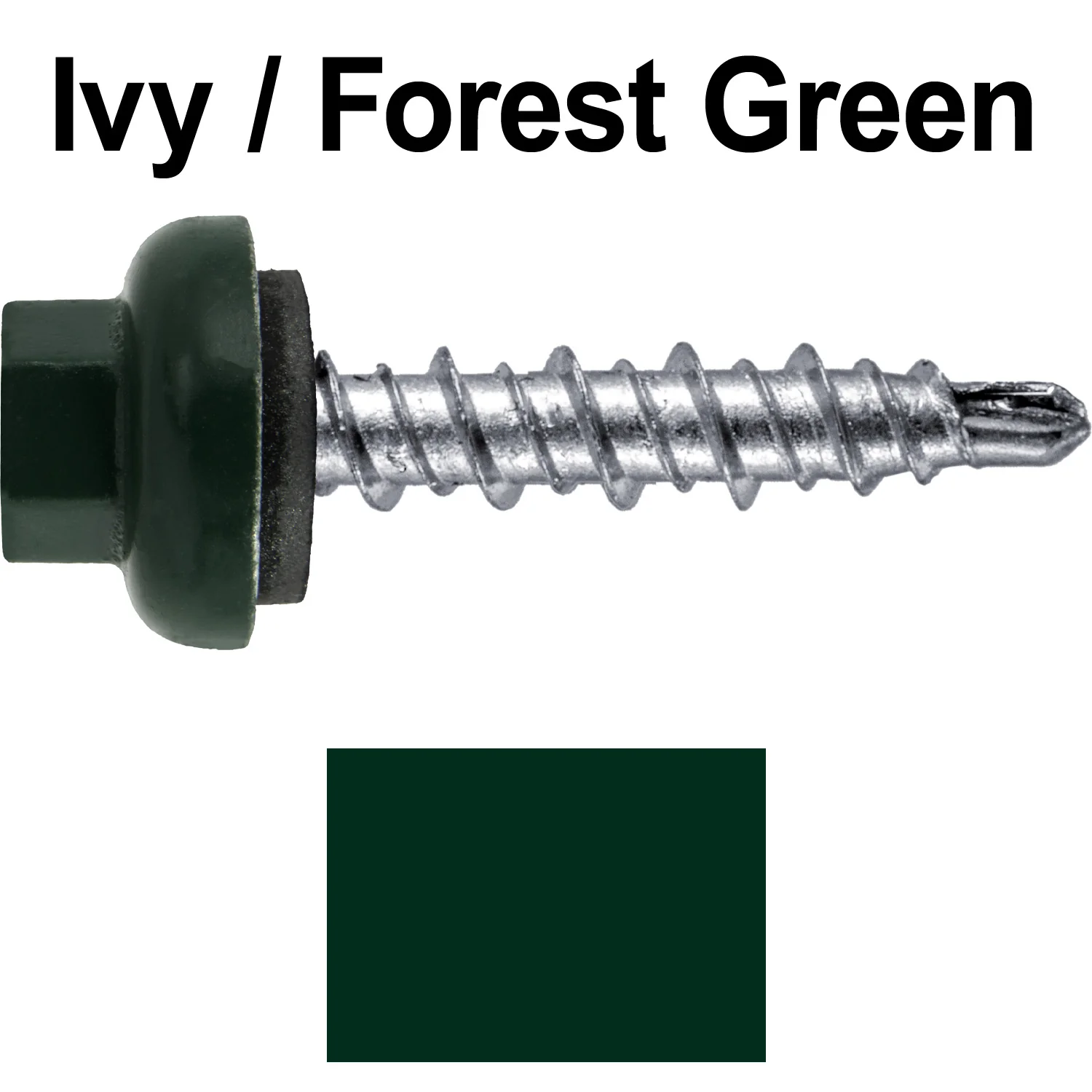10 X 1" Zinc Aluminum Cap MINI-DRILLER Roofing Screws HI-LO THREAD Zinc Plated Carbon Steel Shank - EPDM Washer - Colored head - Image 18