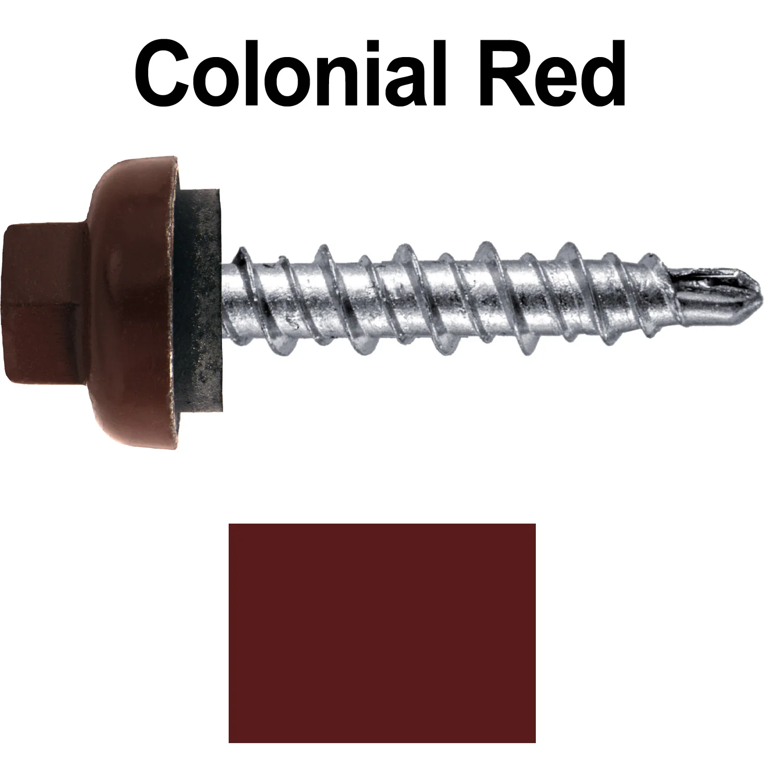 10 X 1" Zinc Aluminum Cap MINI-DRILLER Roofing Screws HI-LO THREAD Zinc Plated Carbon Steel Shank - EPDM Washer - Colored head - Image 41