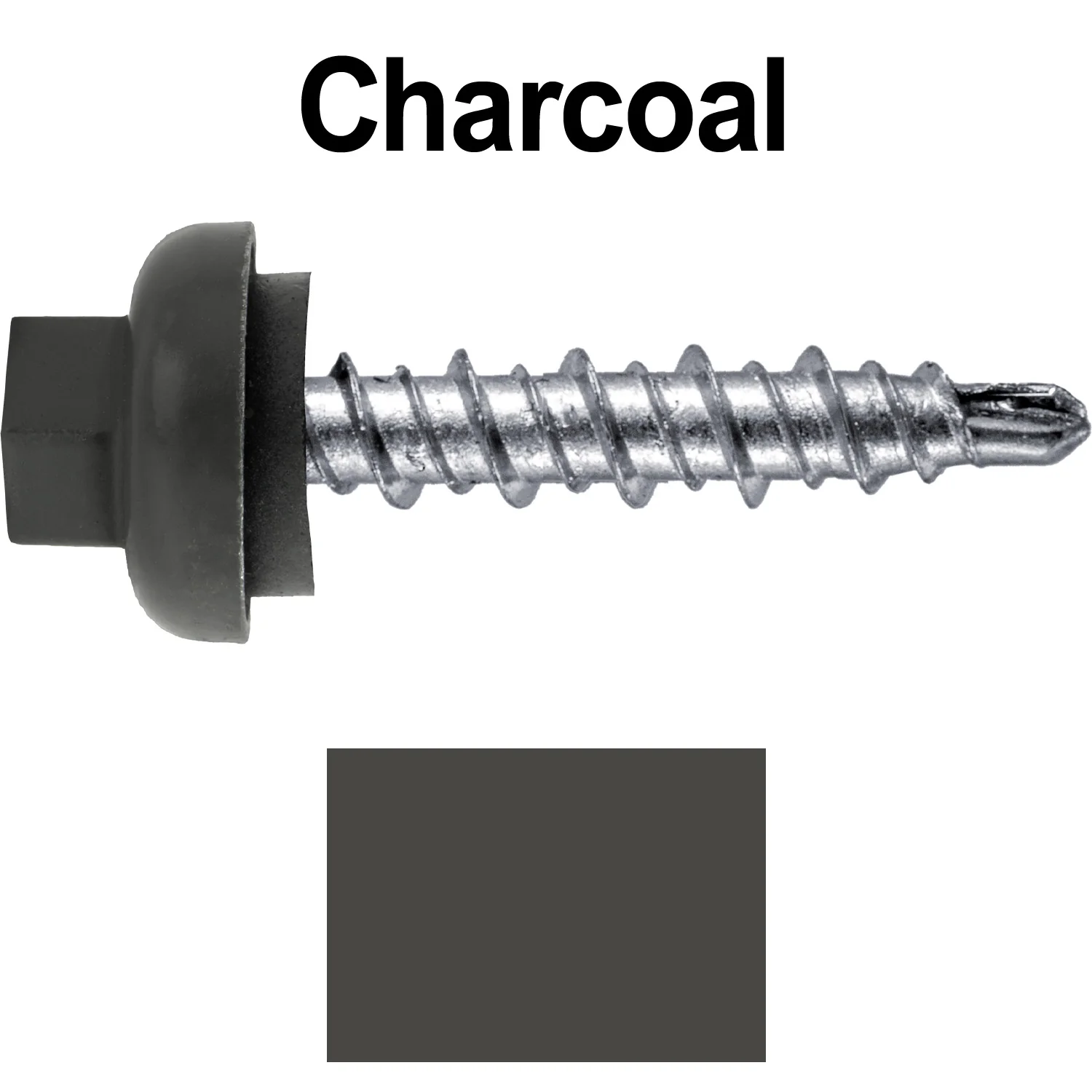 10 X 1" Zinc Aluminum Cap MINI-DRILLER Roofing Screws HI-LO THREAD Zinc Plated Carbon Steel Shank - EPDM Washer - Colored head - Image 65