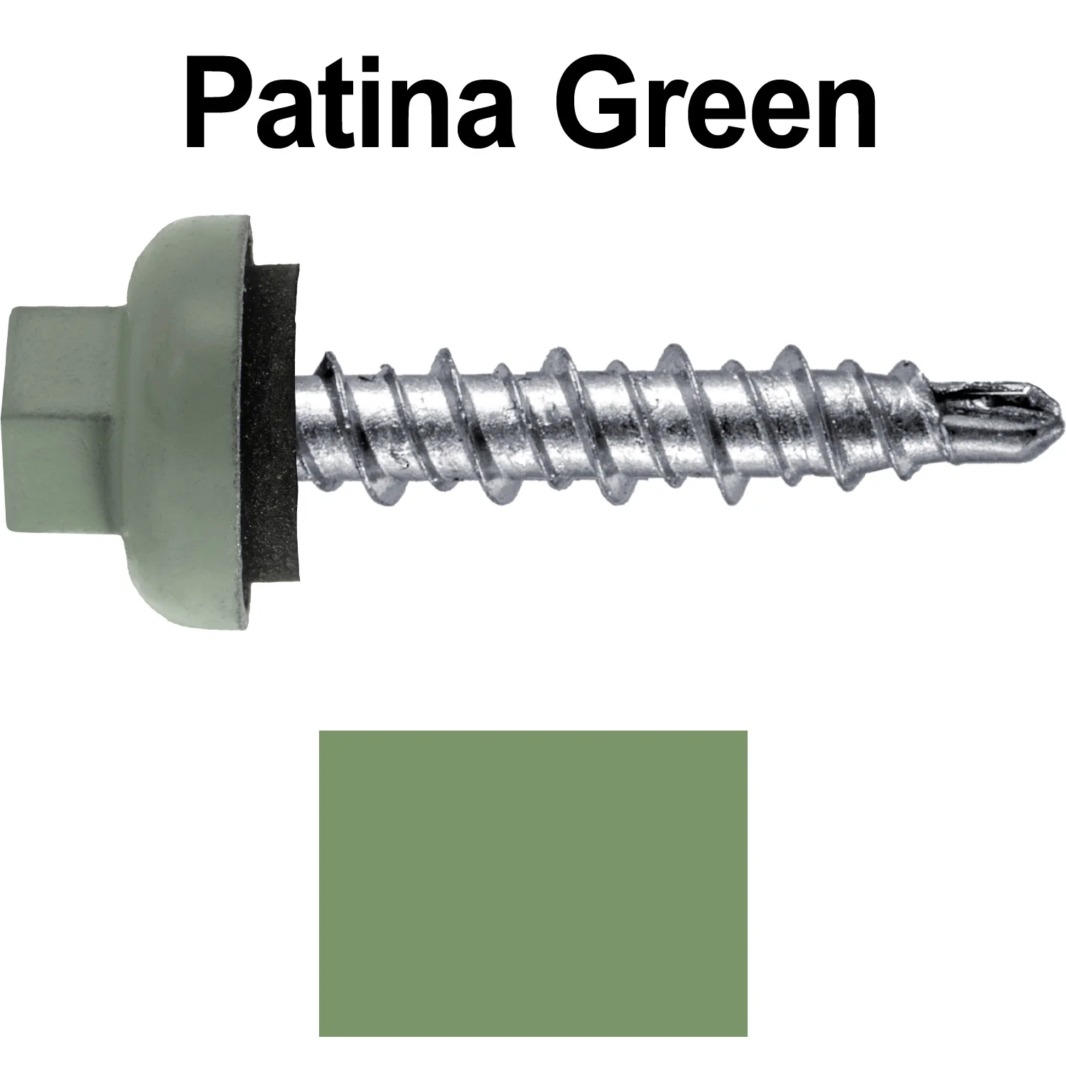 10 X 1" Zinc Aluminum Cap MINI-DRILLER Roofing Screws HI-LO THREAD Zinc Plated Carbon Steel Shank - EPDM Washer - Colored head - Image 7