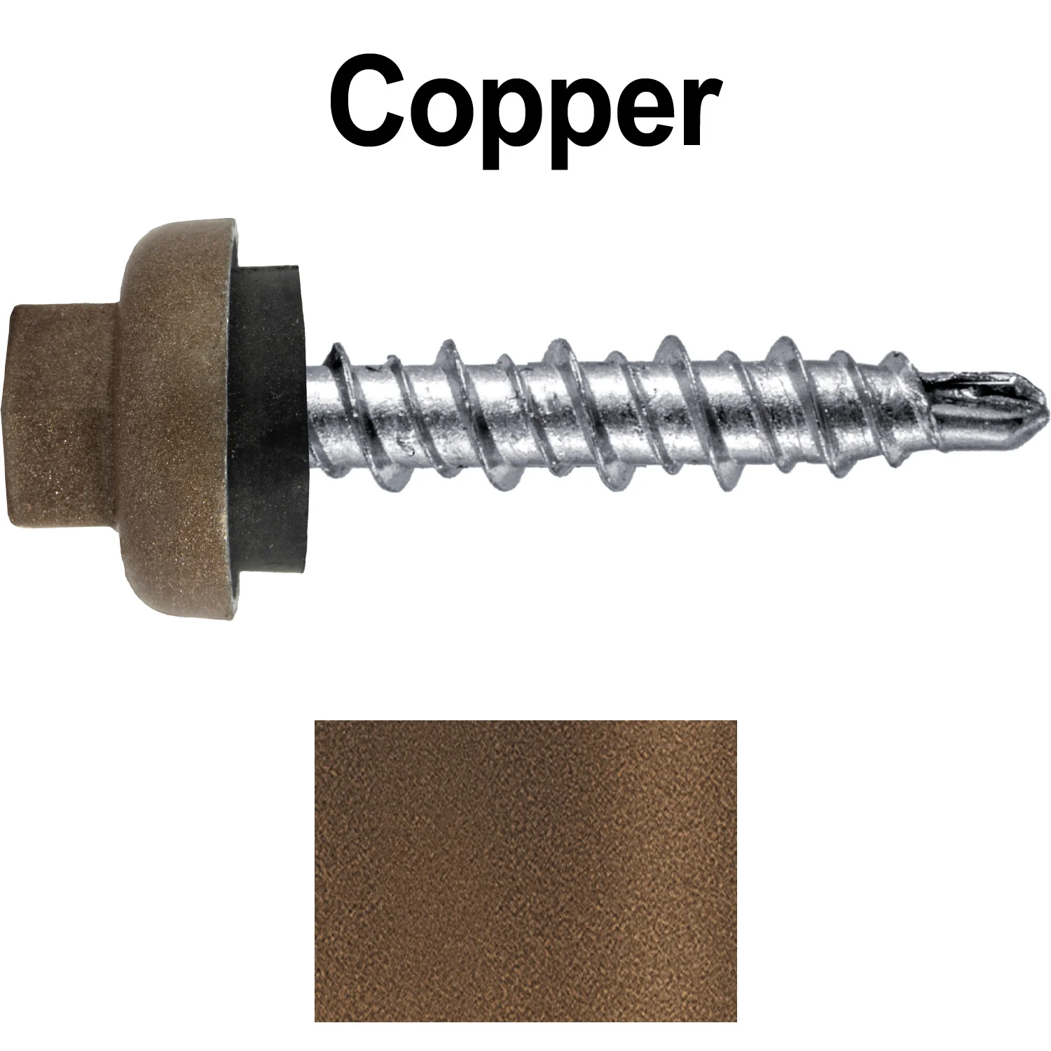 10 X 1" Zinc Aluminum Cap MINI-DRILLER Roofing Screws HI-LO THREAD Zinc Plated Carbon Steel Shank - EPDM Washer - Colored head - Image 72