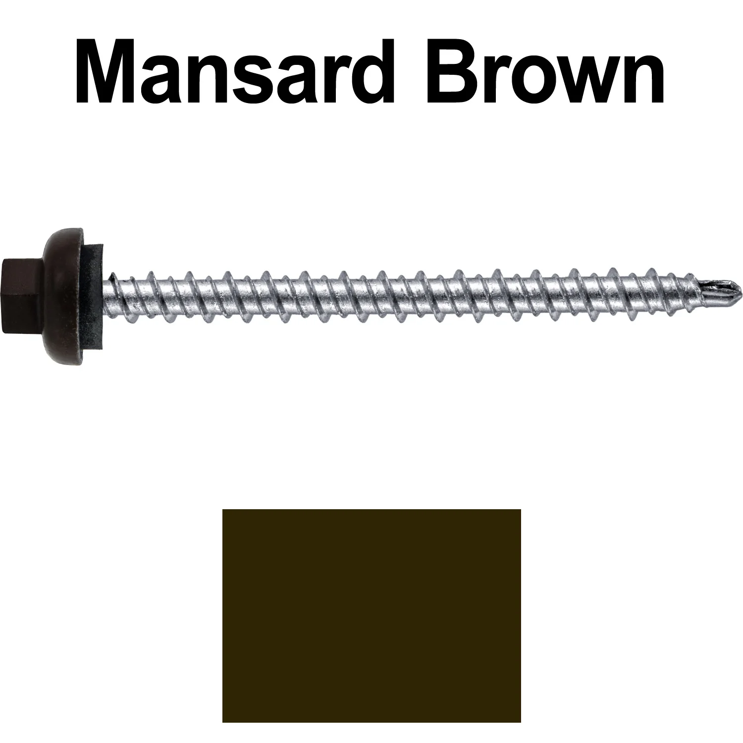 10 X 2-1/2" Zinc Aluminum Cap MINI-DRILLER Roofing Screws HI-LO THREAD Zinc Plated Carbon Steel Shank - EPDM Washer - Colored head - Image 104
