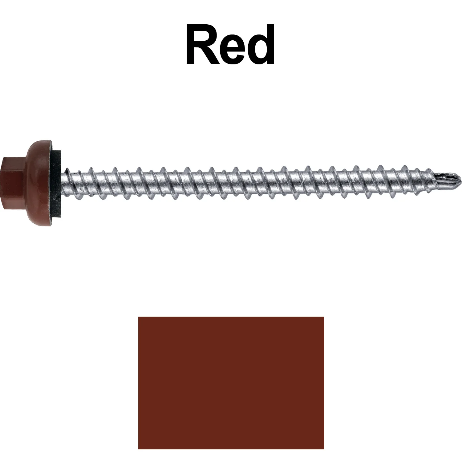 10 X 2-1/2" Zinc Aluminum Cap MINI-DRILLER Roofing Screws HI-LO THREAD Zinc Plated Carbon Steel Shank - EPDM Washer - Colored head - Image 114