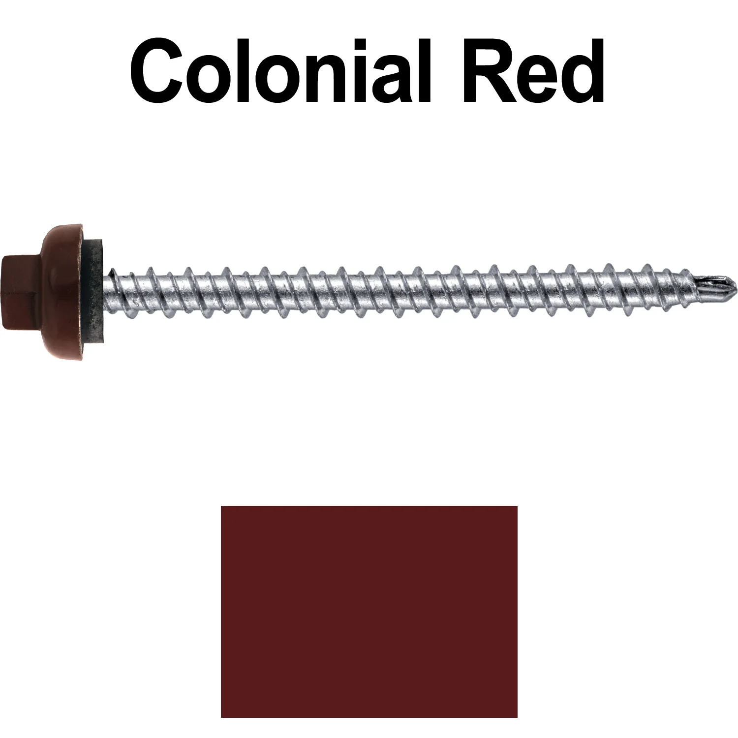 10 X 2-1/2" Zinc Aluminum Cap MINI-DRILLER Roofing Screws HI-LO THREAD Zinc Plated Carbon Steel Shank - EPDM Washer - Colored head - Image 68