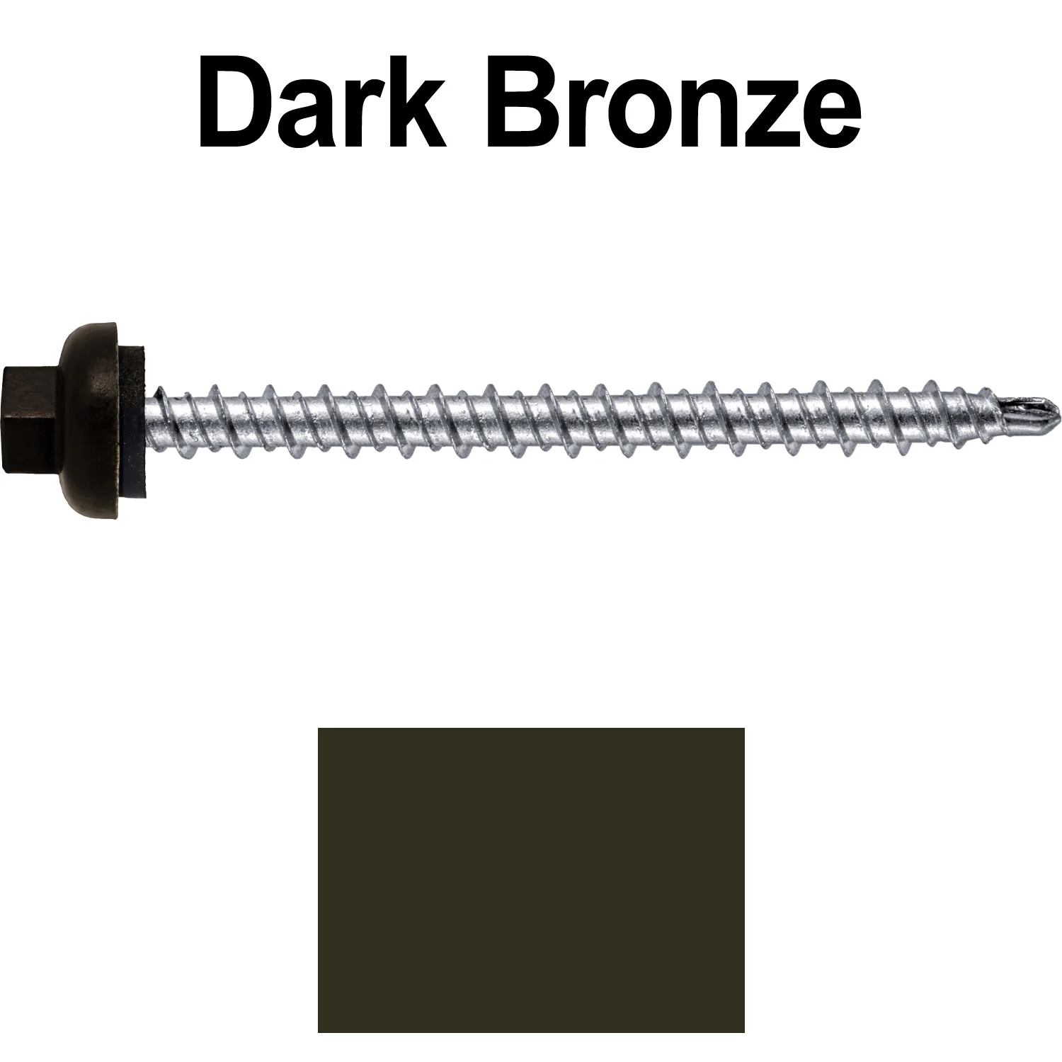 10 X 2-1/2" Zinc Aluminum Cap MINI-DRILLER Roofing Screws HI-LO THREAD Zinc Plated Carbon Steel Shank - EPDM Washer - Colored head - Image 75