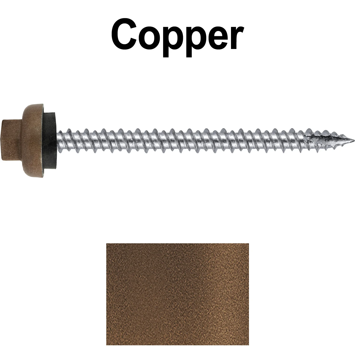 10 X 2-1/2" HI-LO Zinc Aluminum Cap Metal Roofing Screws - Hex Washer Head - Self starting/self tapping - EPDM washer. Colored head. - Image 18