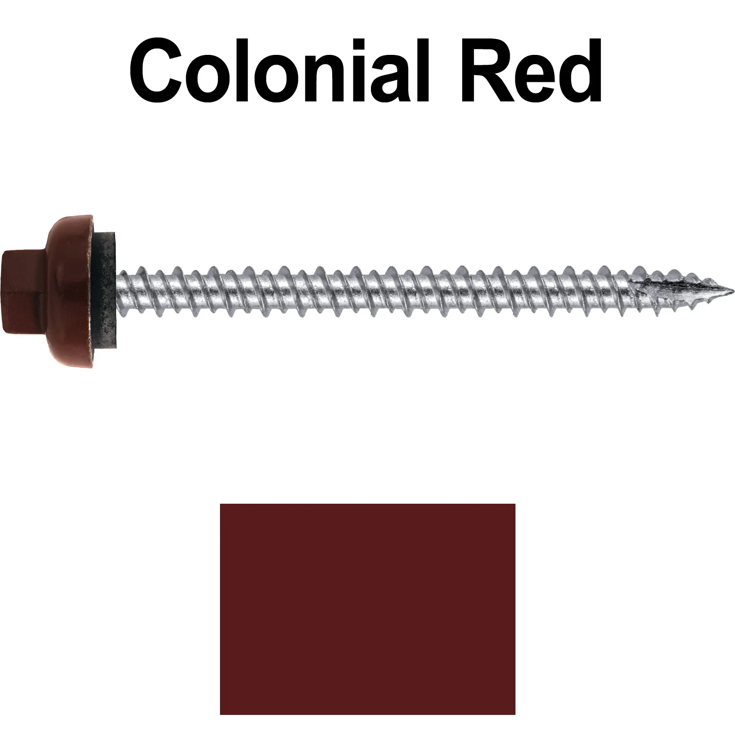 10 X 2-1/2" HI-LO Zinc Aluminum Cap Metal Roofing Screws - Hex Washer Head - Self starting/self tapping - EPDM washer. Colored head. - Image 70