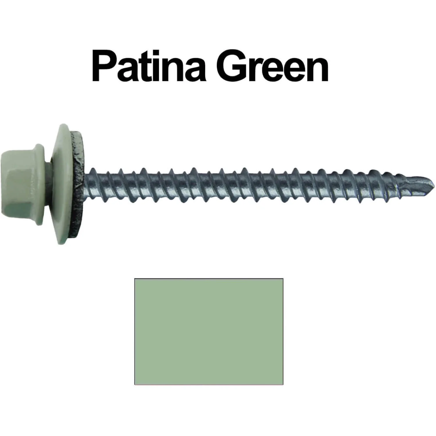 #10 x 2-1/2" Mini Driller Sheet Metal Roofing Screw - Hex Washer Head -  Self starting metal to wood siding screws. EPDM washer. Colored head. - Image 112